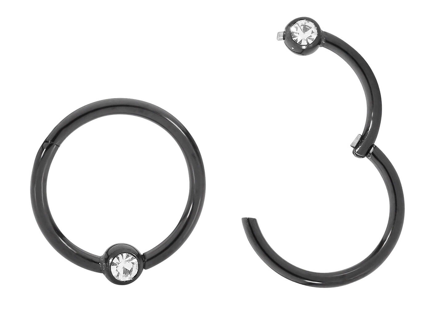 1 Pair Surgical Steel 16G Hinged Gem BCR Ball Closure Segment Rings Earrings