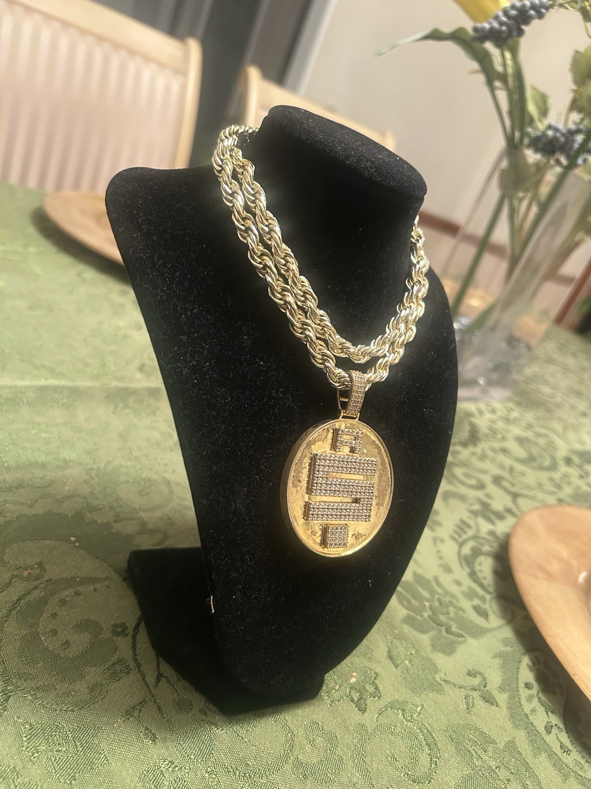 NIPSEY Hussle AllMoney In Gold Over Silver Pendant, 26” 8mm StainlessSteel Chain