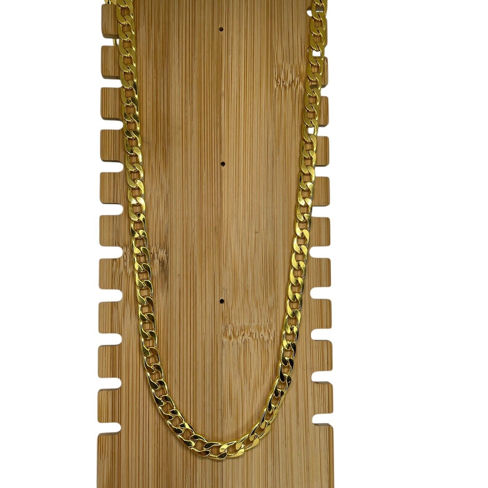 Gold Plated Cuban Chain Necklace Mens 24” (8mm) Bling Flashy Everyday Wear Thick