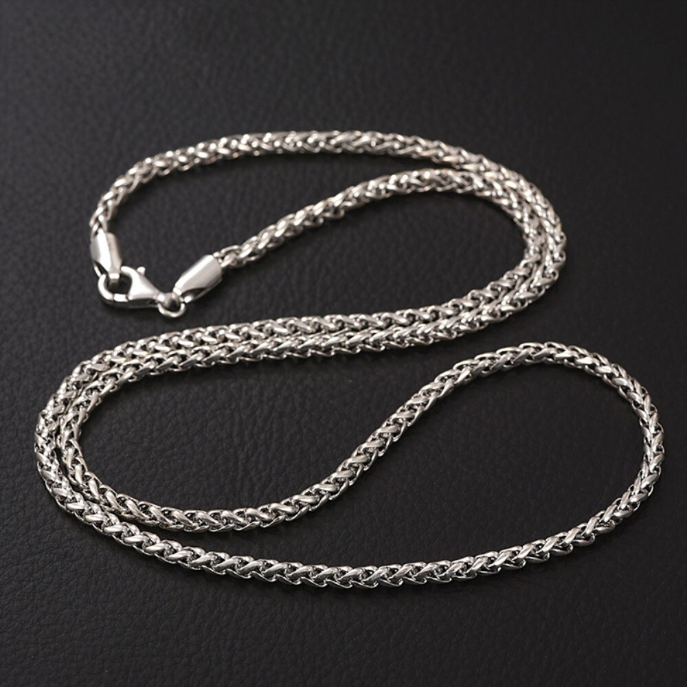 Real 925 Sterling Silver 3mm Wheat Link Chain Necklace 17.7inch – 31.5inch