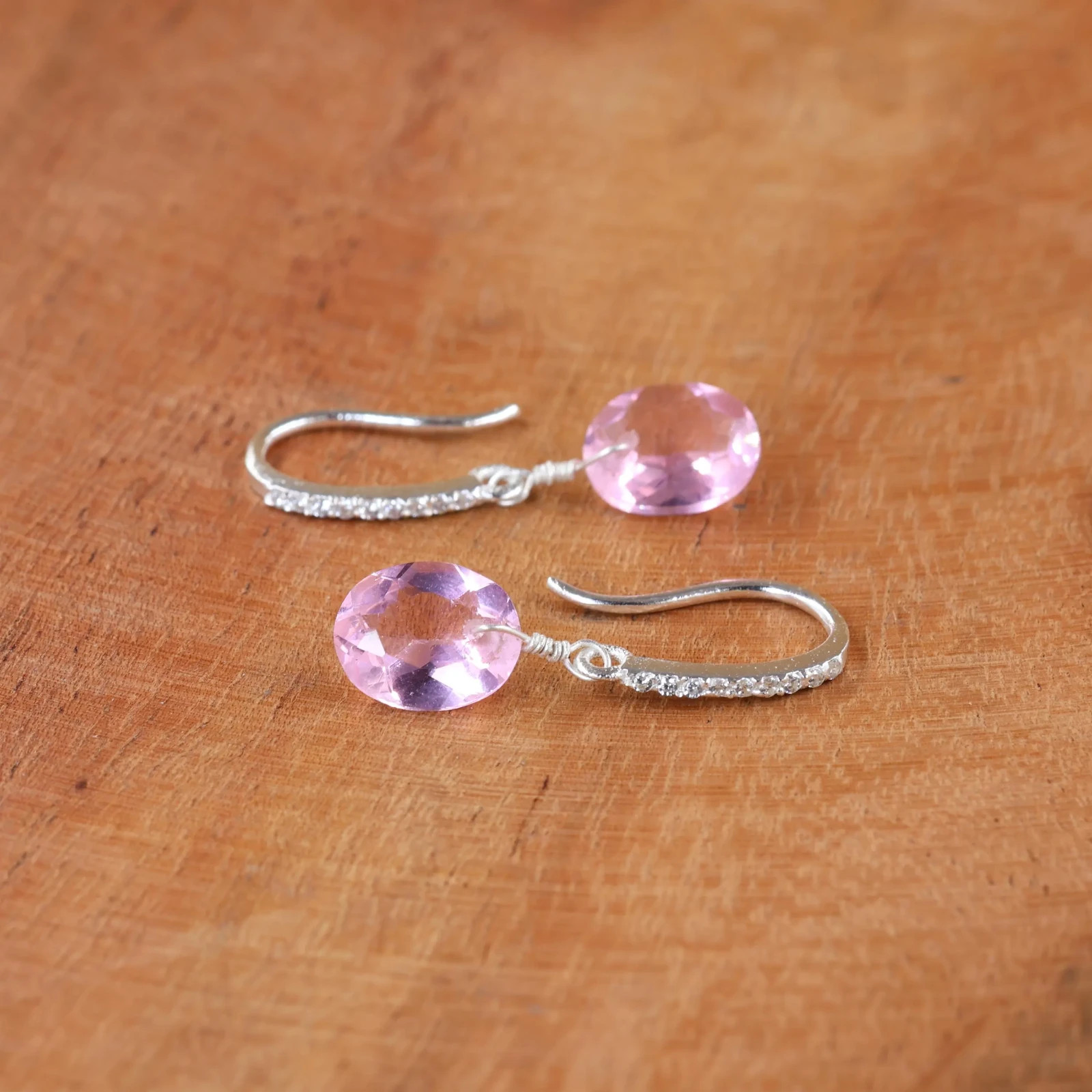 925 Silver Pink Morganite Earrings, Elegant Drop Earrings, Everyday Jewelry