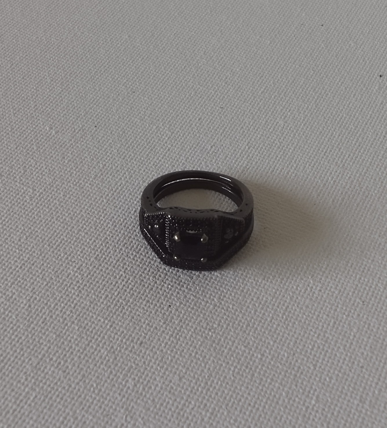 Black Tone Square Signet Band Ring Size 7 Black Square Center Setting