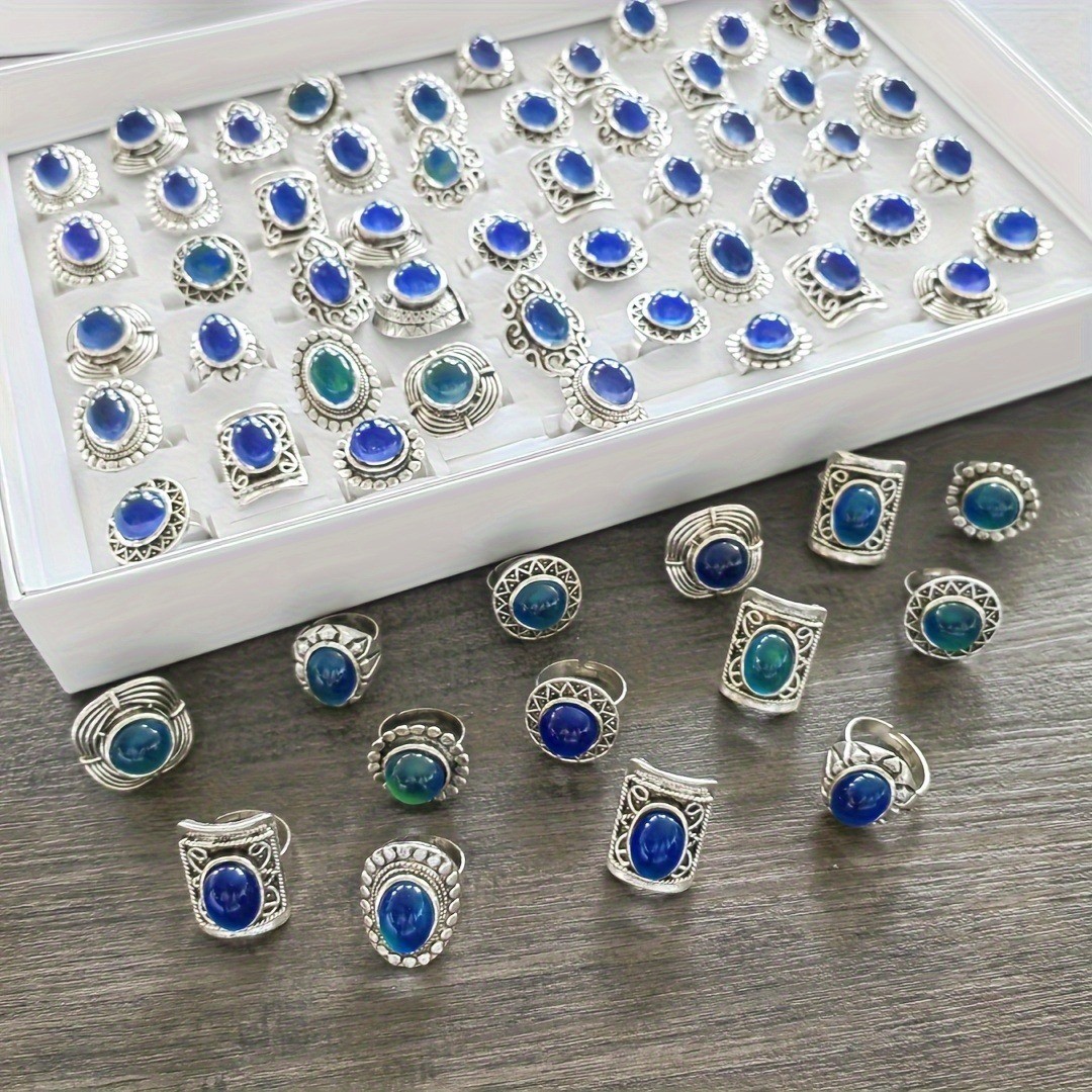 Wholesale 20/30/50pcs Vintage Mood Rings Bulk Women Change Color Finger Jewelry