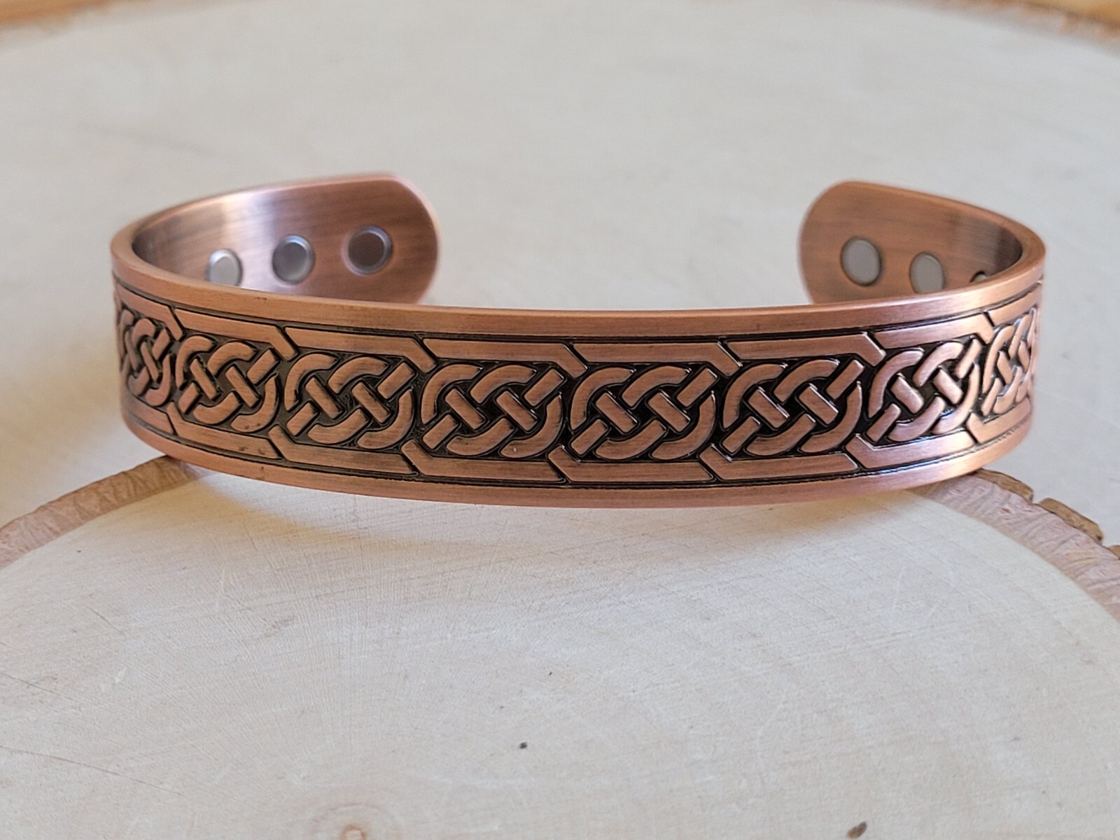 Pure Copper Magnetic Bracelet Arthritis Pain Therapy Energy Cuff Celtic Design