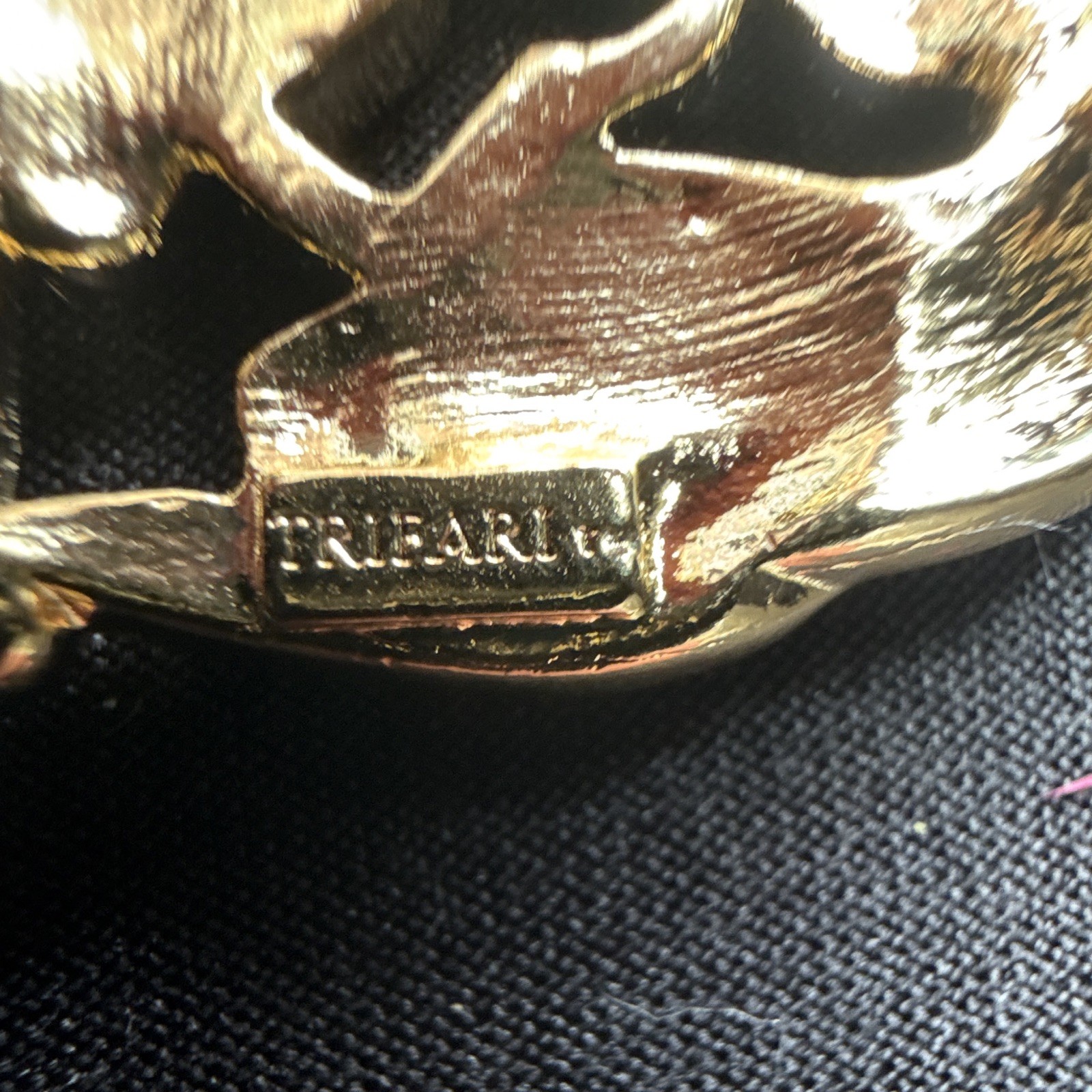 Vintage Trifari Signed Gold Tone Heart Padlock Dangle Brooch Pin Chain Key Charm