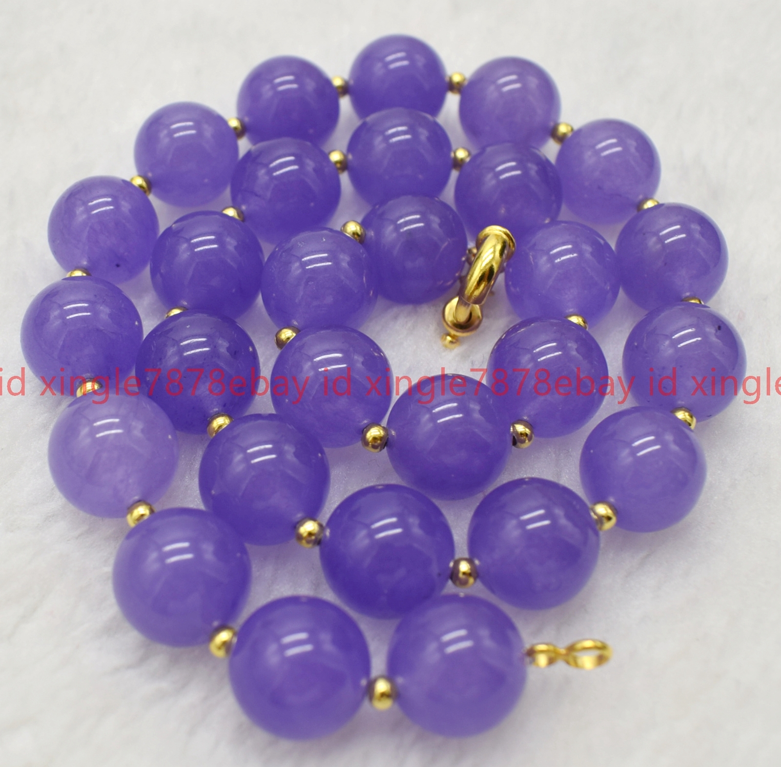 Natural 8/10/12/14mm Purple Lavender Jade Round Gemstone Beads Necklace 18-36in