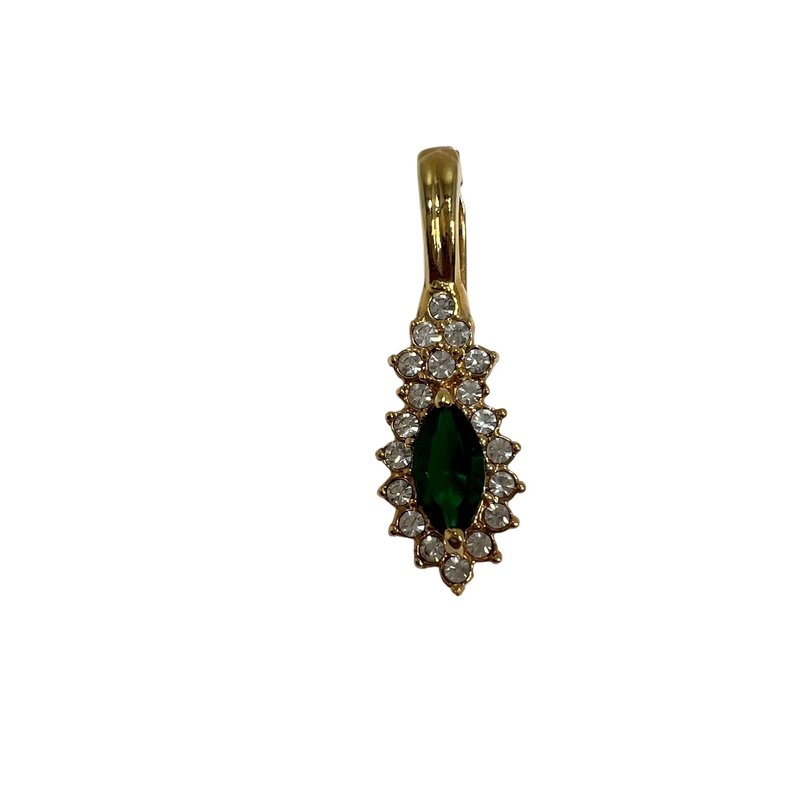 ROMAN Gold Tone Green Crystal Rhinestone Pendant Enhancer Clip Jewelry