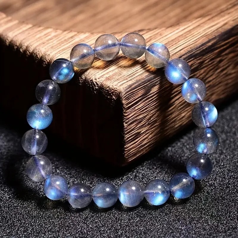 Handmade Natural Moonstone Elastic Stretch Bracelet – 7mm Round Gemstone Bead