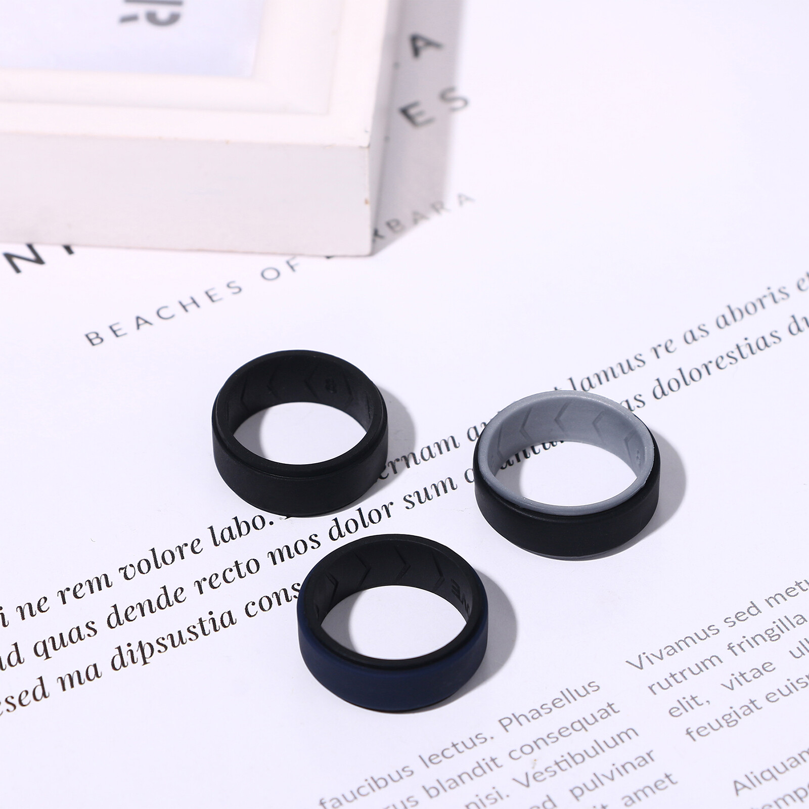 3PCs Men’s 8MM Stackable Silicone Rubber Ring Comfort Sports Wedding Bands #8-14