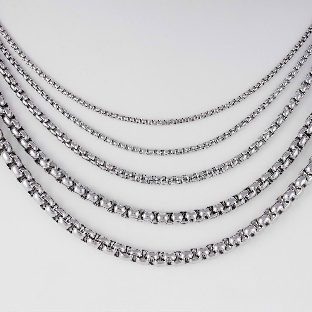 2/3/4/5/6/8MM Mens Chain Stainless Steel Round Box Link Necklace 18-36inch hot