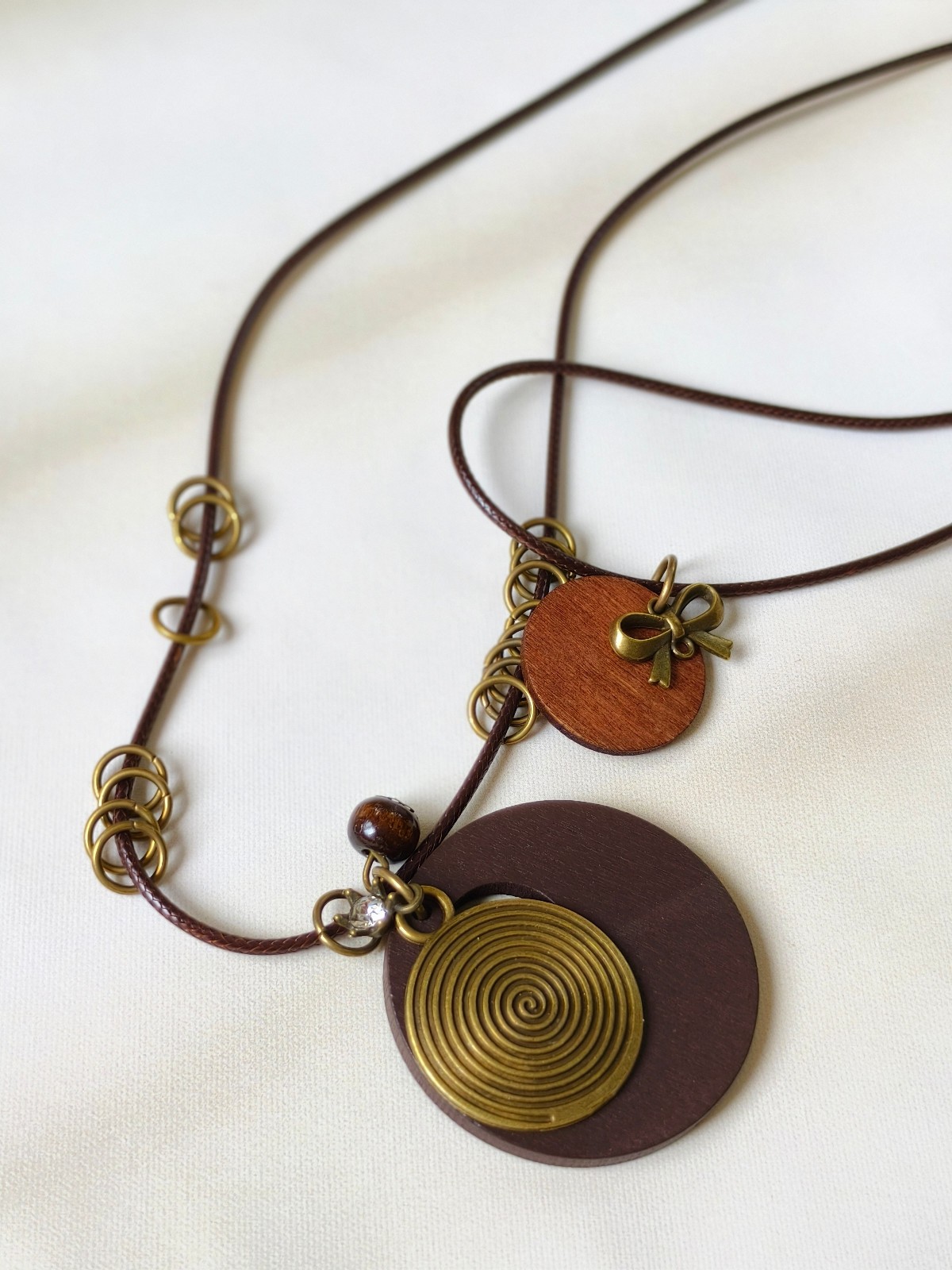 Boho Vintage Double Wax Cord Long Necklace Adjustable Layered Choker Unisex