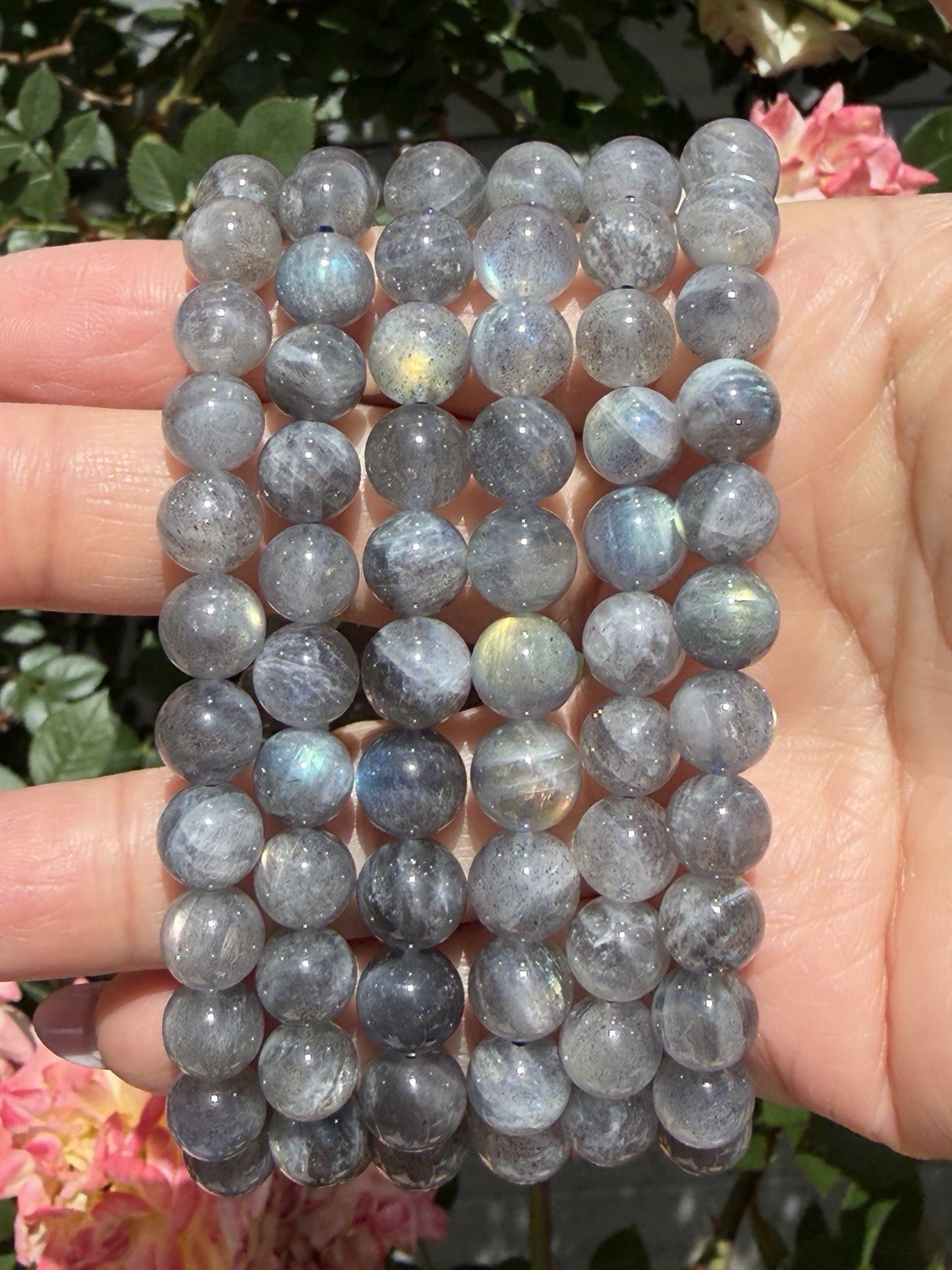Wholesale 6 Pcs Natural Labradorite Bracelet 8mm 7.5” Healing Crystal Natural