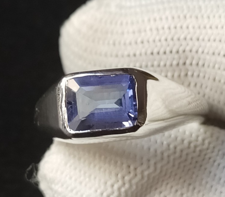 Natural Tanzanite Silver Men Ring, 925 Sterling Silver Wedding & Engagement Ring