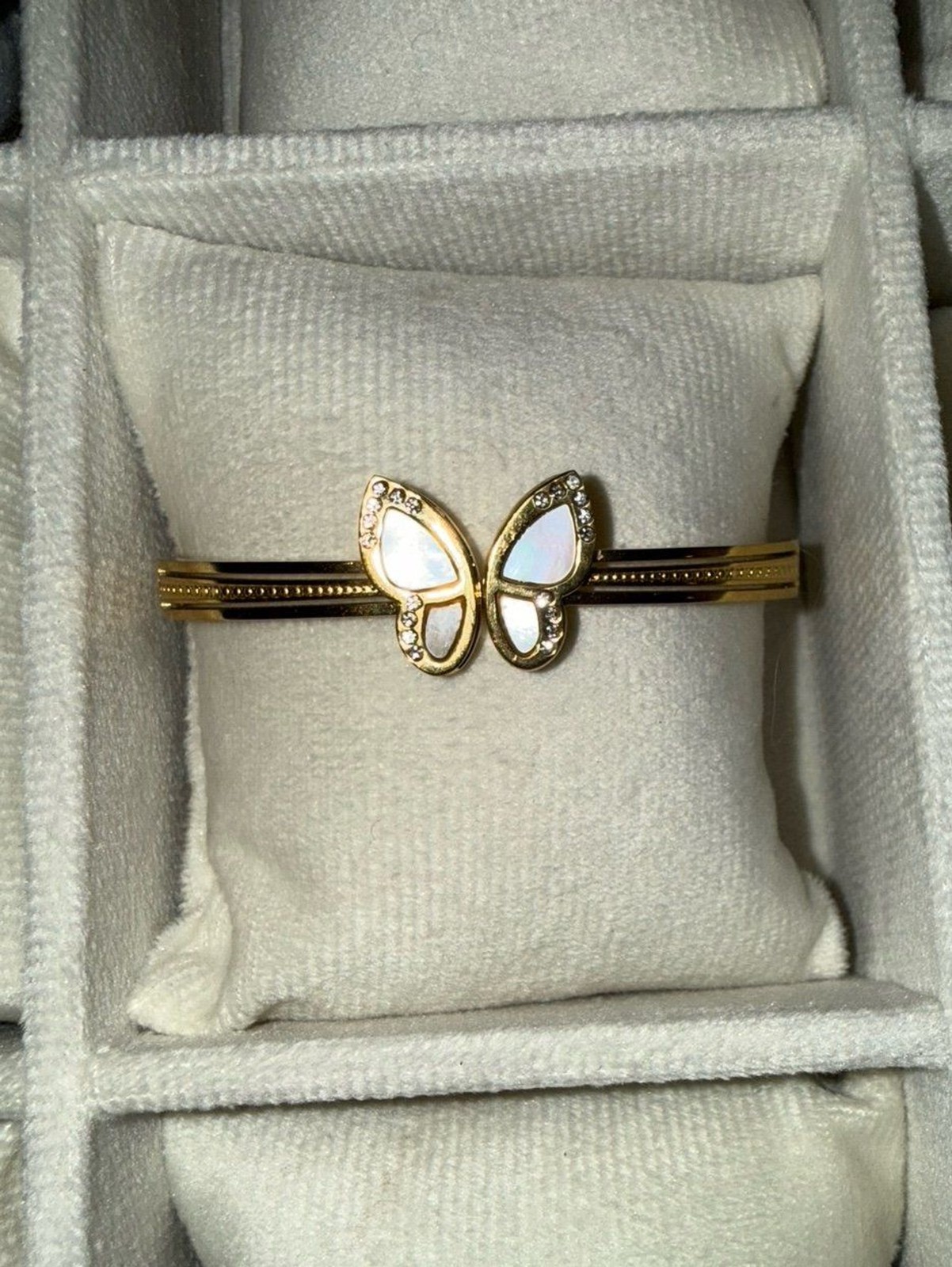 Set of 3 Stainless Steel Gold Tone Butterfly, Heart & Flower Cuff Bangles