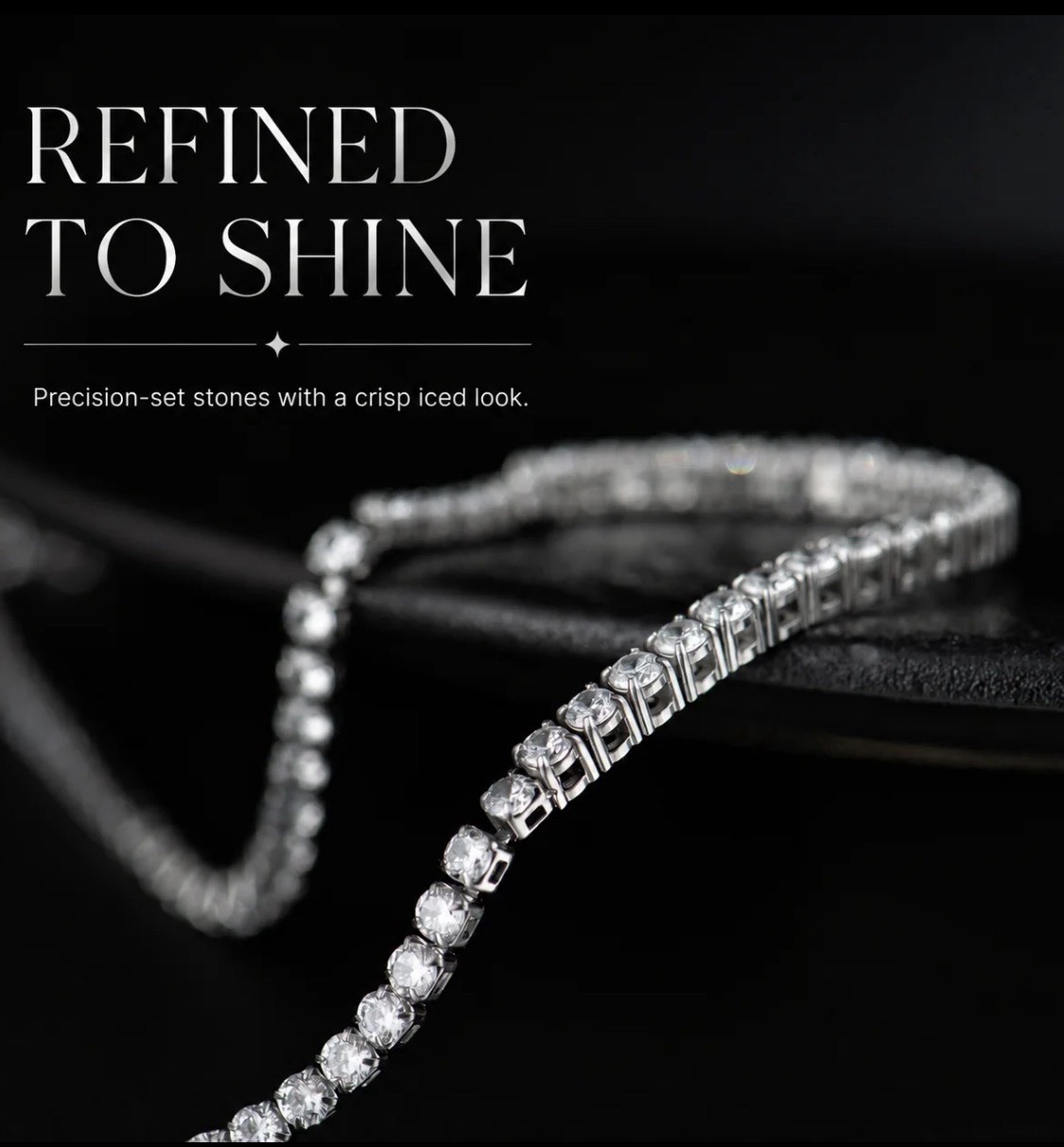 Chain Luxury Sparkling Diamond Necklace 3mm Width, Exquisite C 22inch