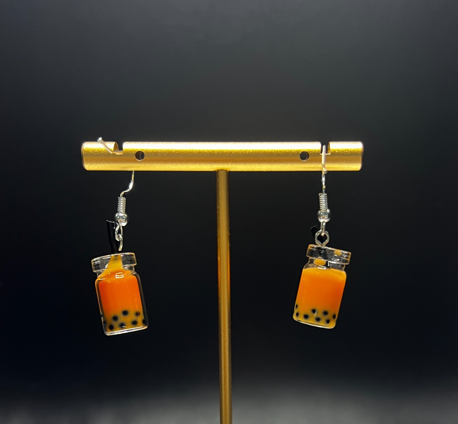 CHAI BOBA TEA Dangle Earrings Chai Orange Brown Tea Boba Tea Earrings Collection
