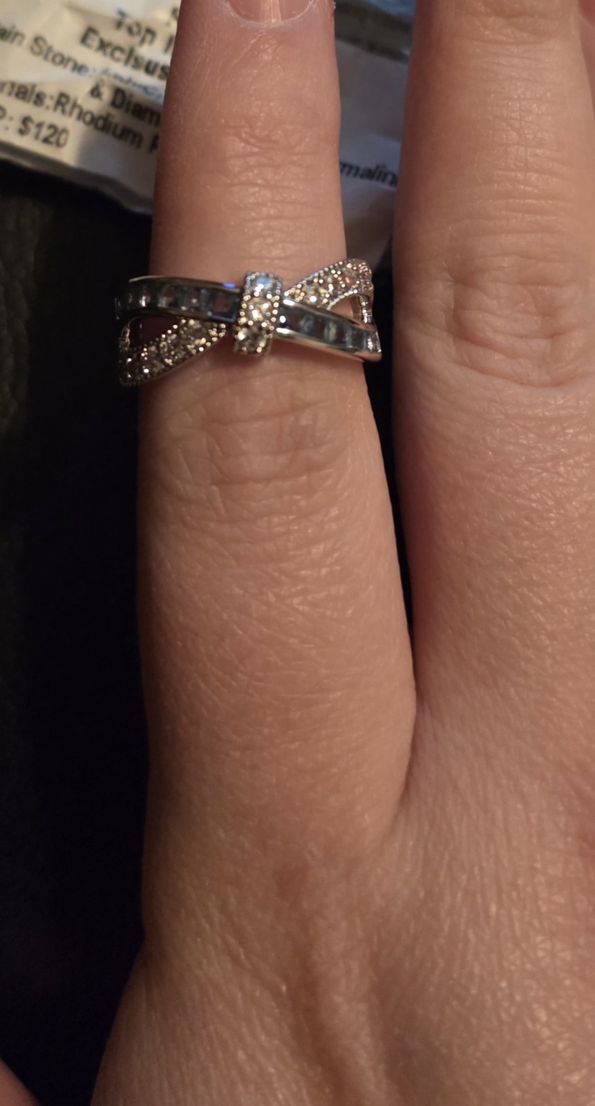 Bomb Party Ring “Top It With A Bow” RG15417 Size 7 Rhodium Plated