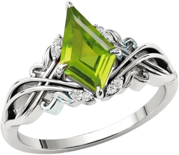 2carat Womens Engagement Ring,Kite Cut Peridot Gemstone Wedding Ring for Women