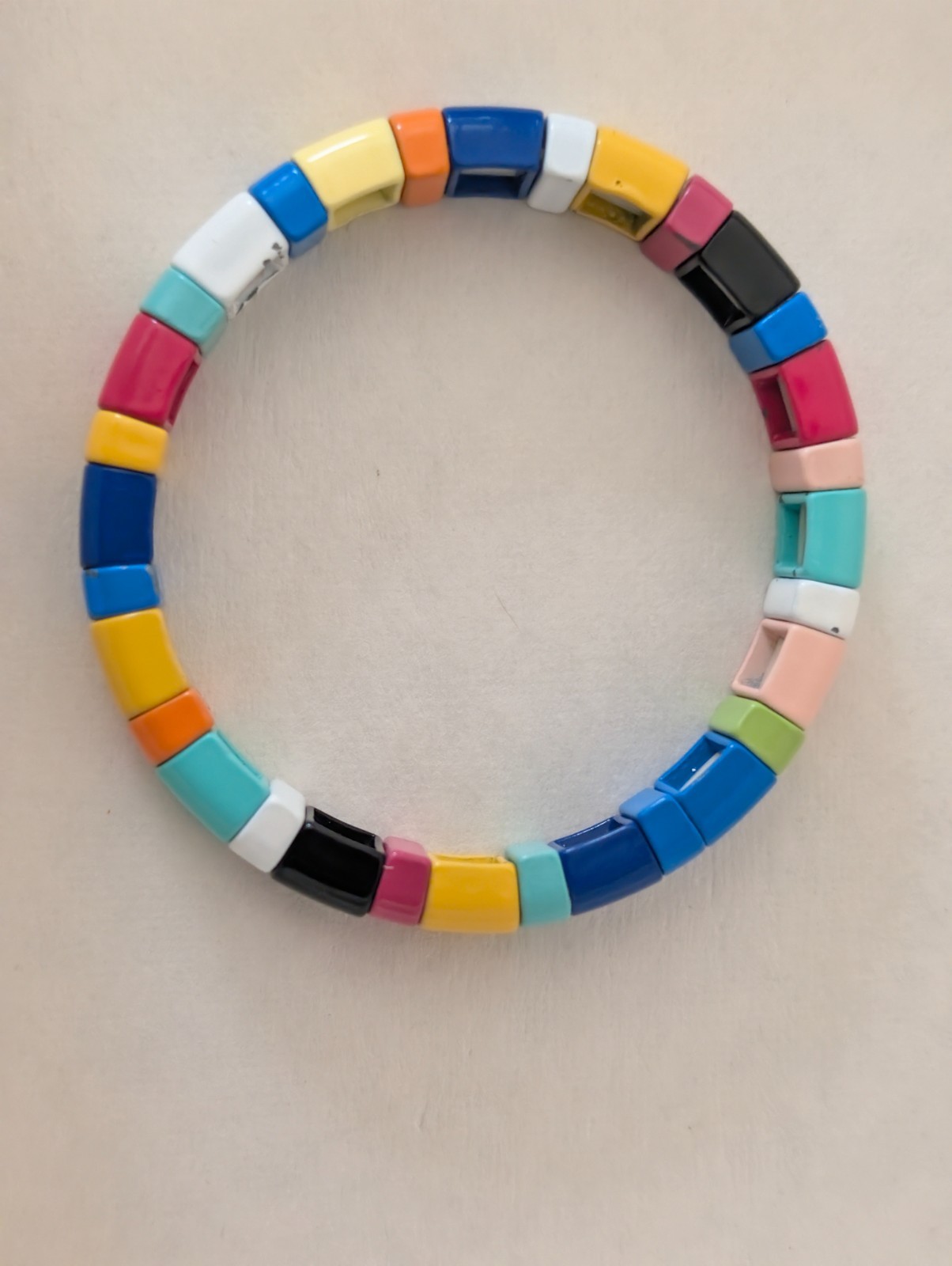 Enamel Tile Bracelet Colorful Ceramic Tila Beads Elastic Cuff Bracelet