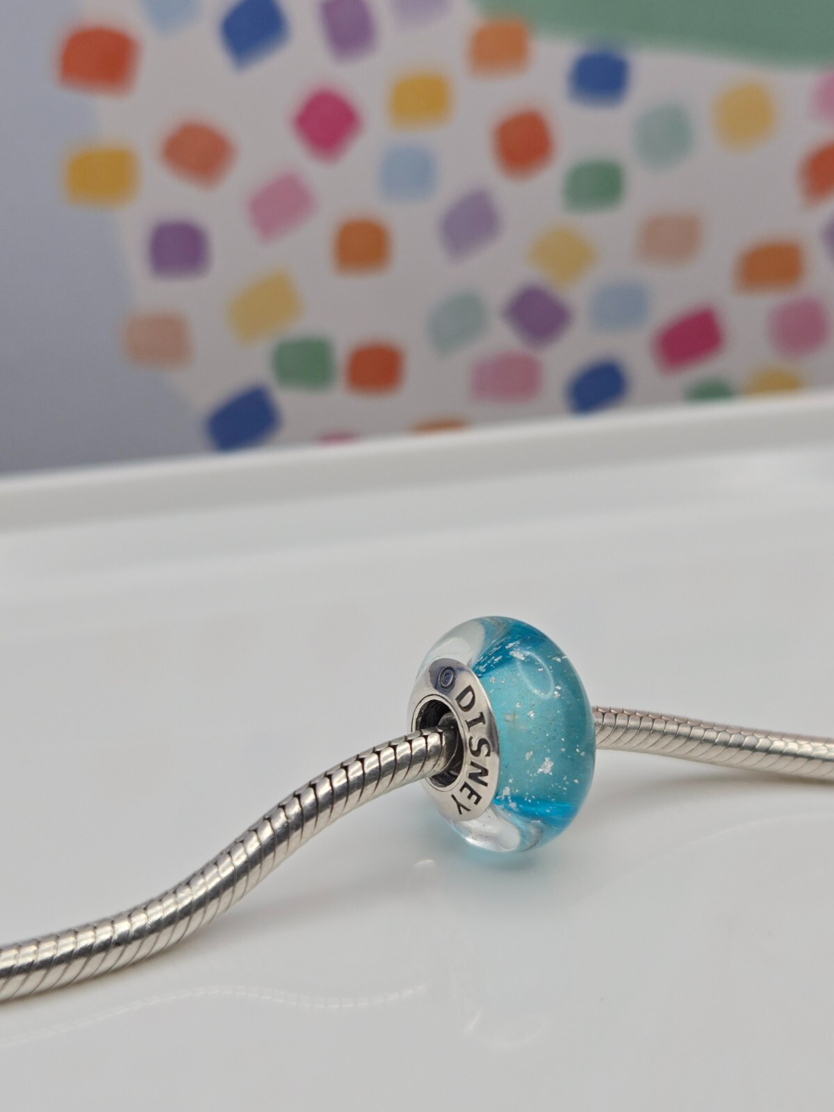 Authentic Pandora Disney Frozen Elsa’s Glass Silver Signature Murano Charm