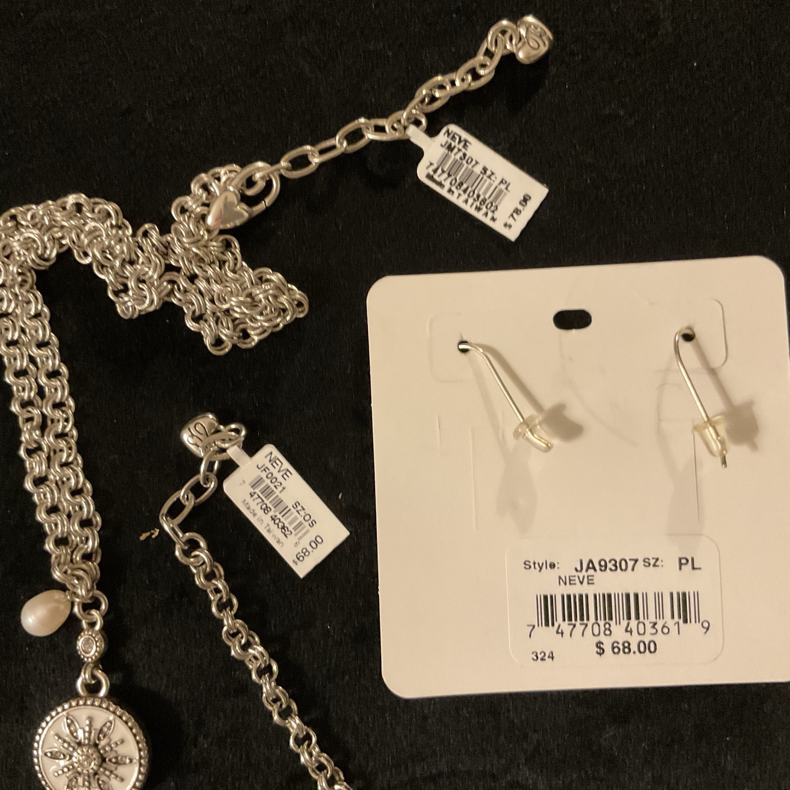 STRIKING NWT BRIGHTON NEVE SNOWFLAKE NECKLACE BRACELET EARRINGS SET RP:$214