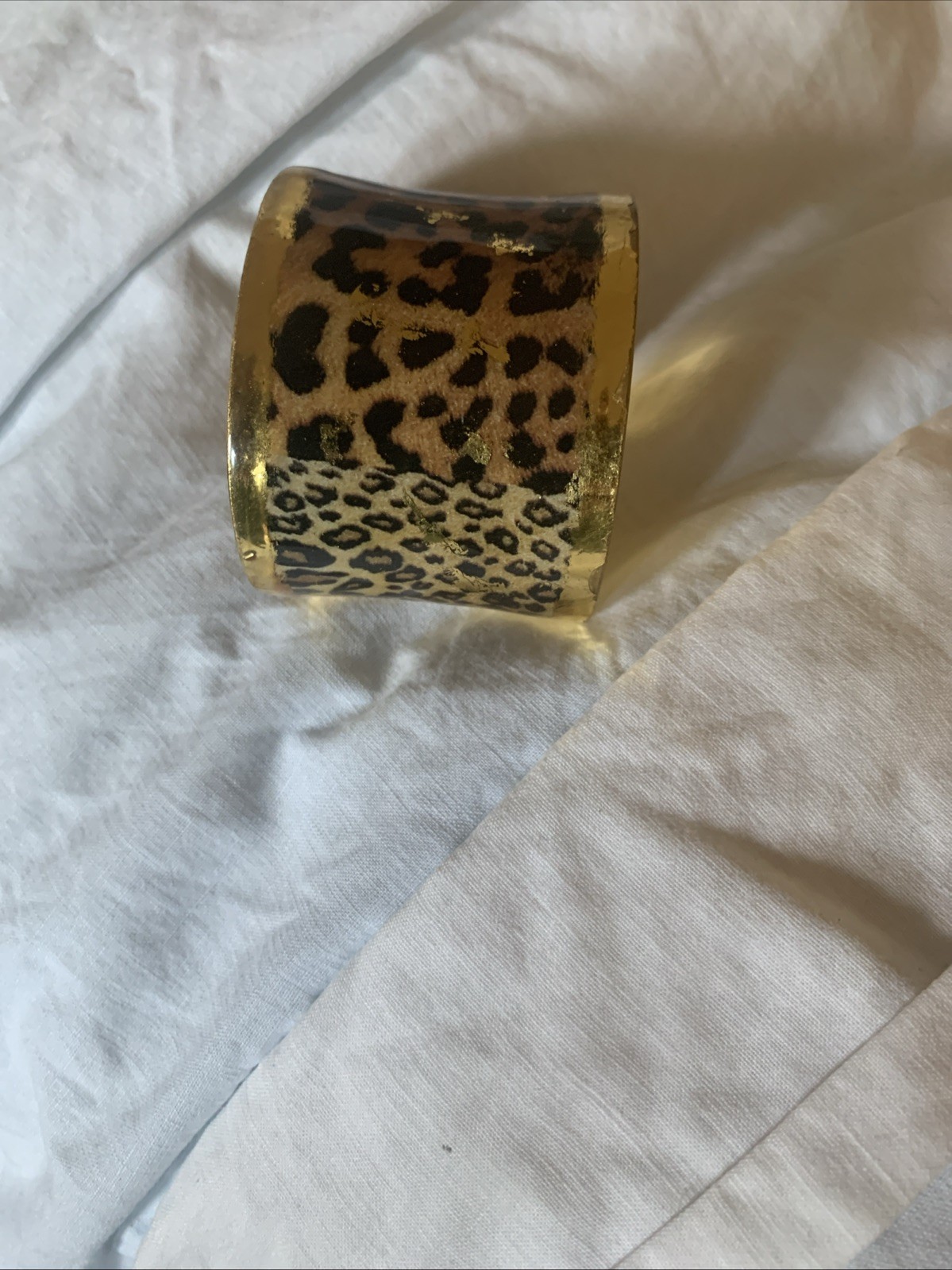 Evocateur Leopard Print Gold Cuff Bracelet