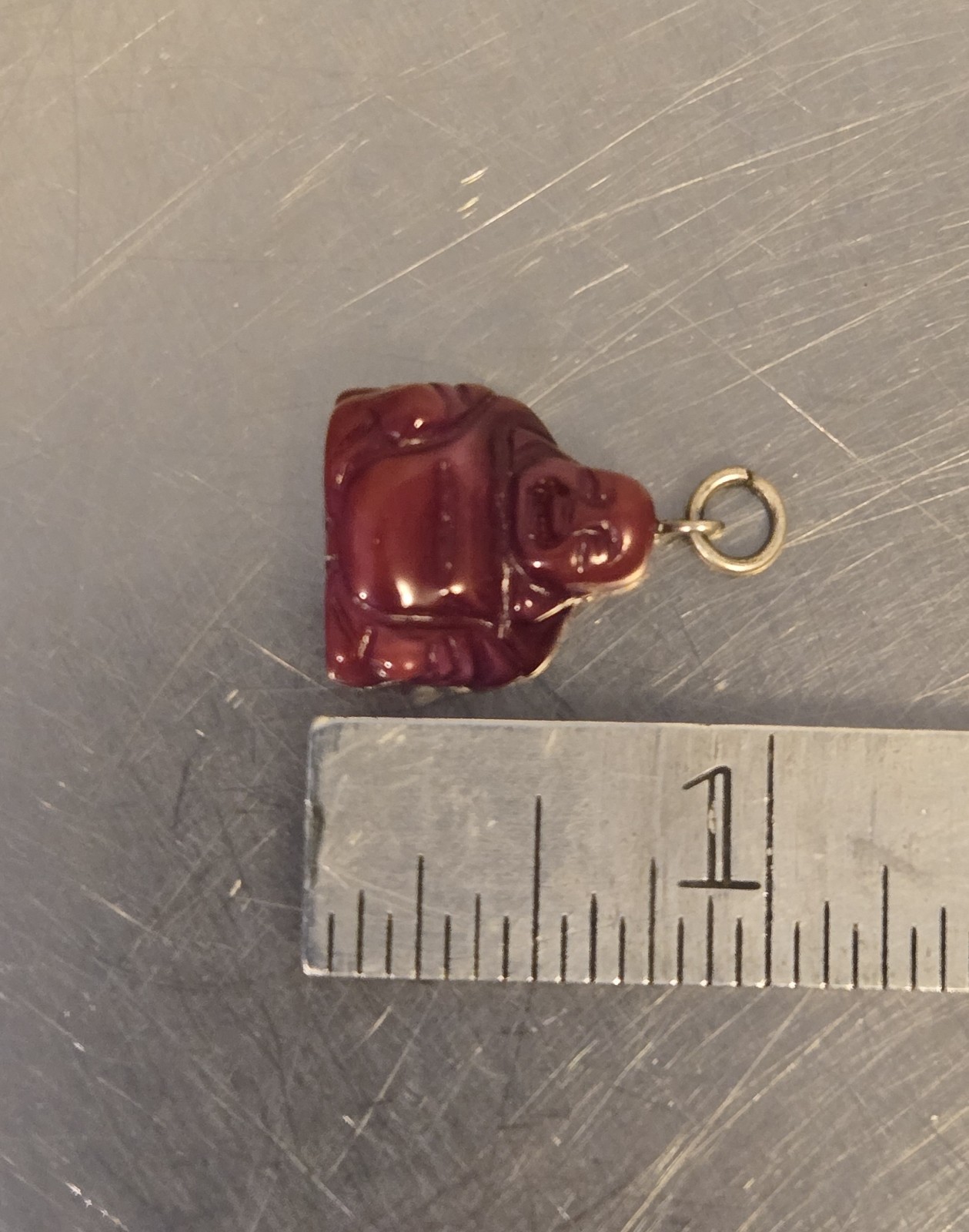Carved Red Buddha Stone Resin Pendant Charm