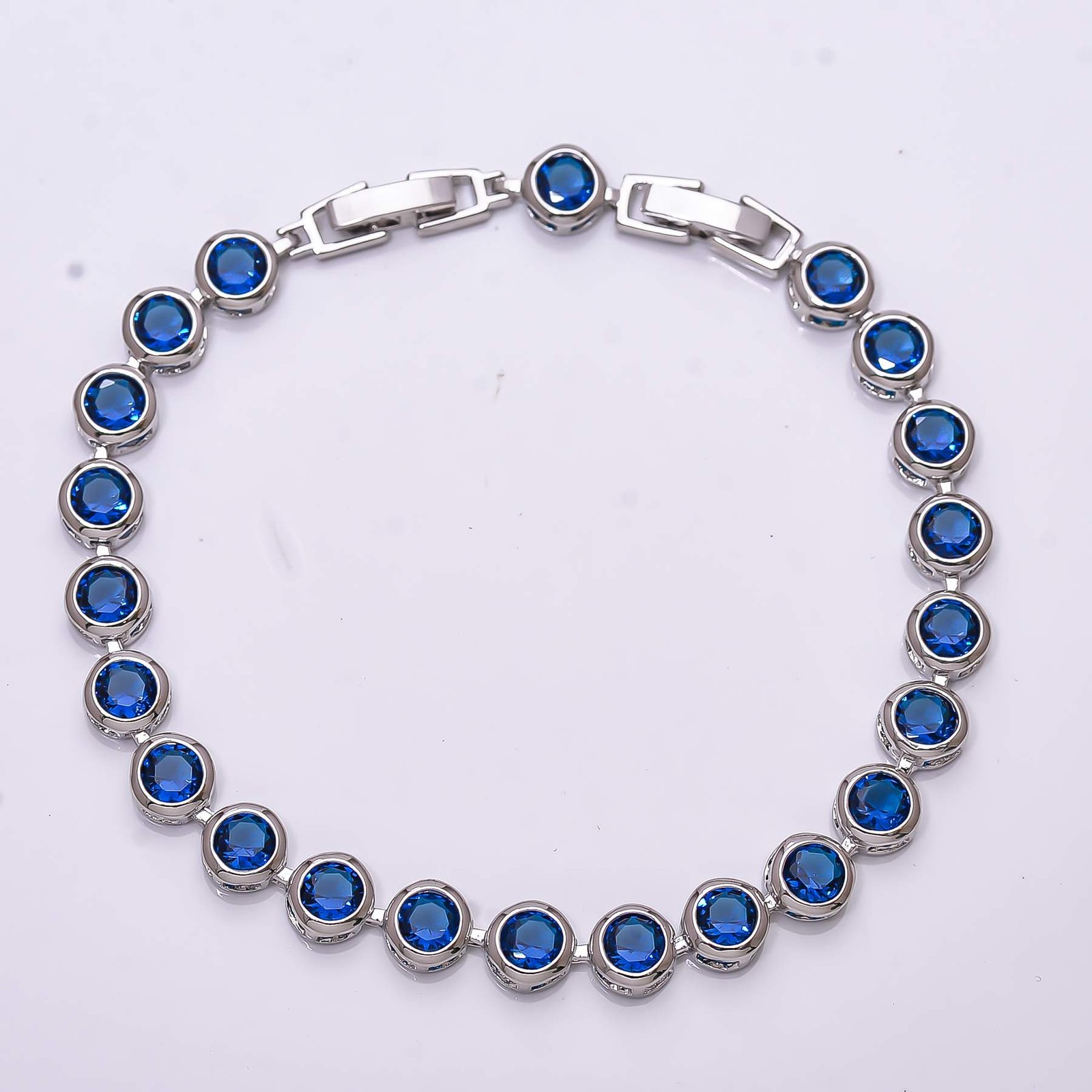 Blue Sapphire – Simulated 925 Sterling Silver Tennis Bracelet 7.99″ B_9733_689_9