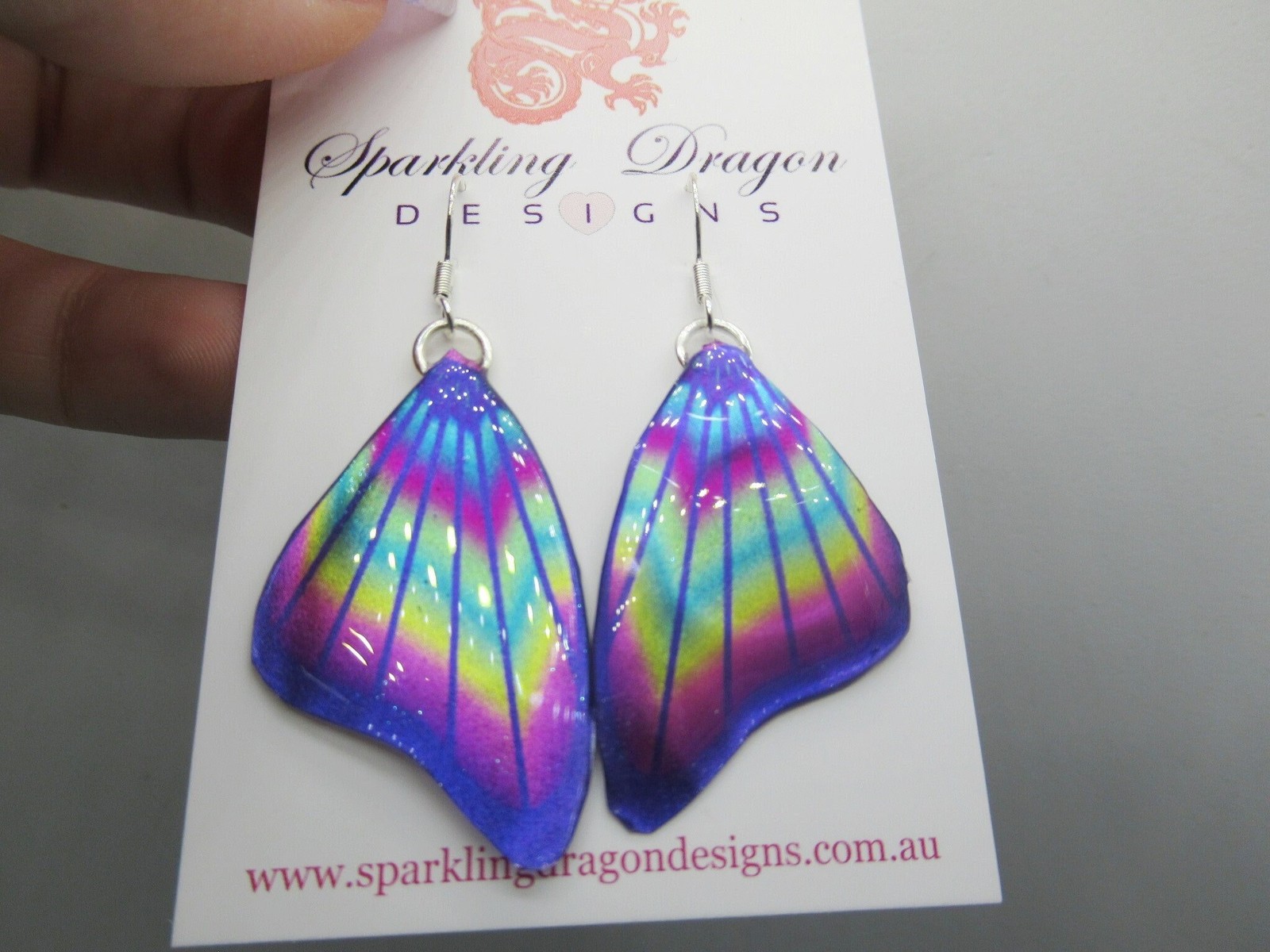 Butterfly Wing Earrings Purple & Rainbow- Fairy Jewellery, Fun Gift for her