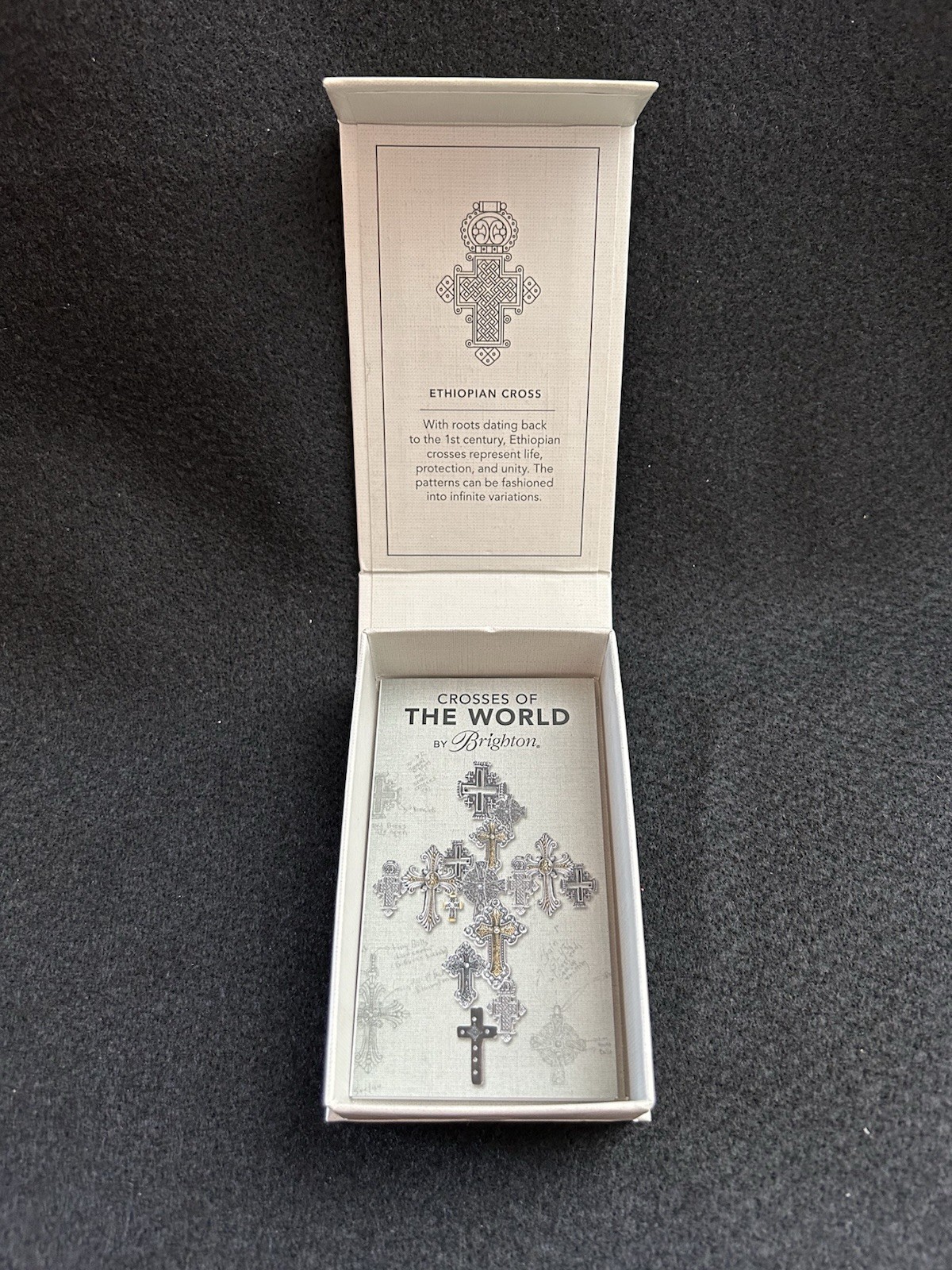 Brighton Silver Tone Ethiopian Cross Charm Pendant Necklace Cable Chain