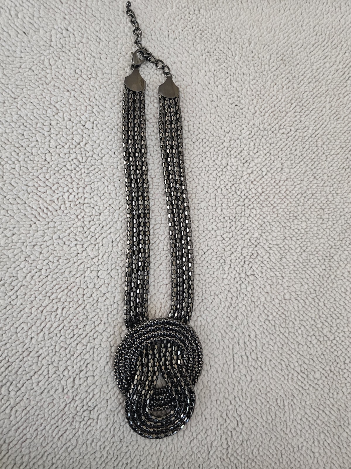 Express Beaded Necklace Fashion Statement Gunmetal Multistrand Knot Lobster Claw