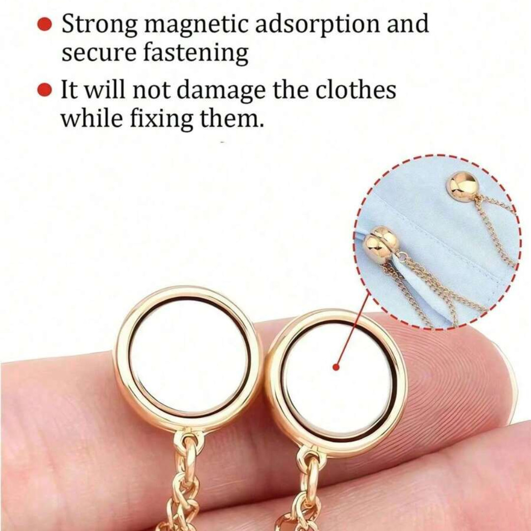 Magnetic Clothing Clips 4Pcs Chain Brooch Buckle Womens Fixing Dresses Pants