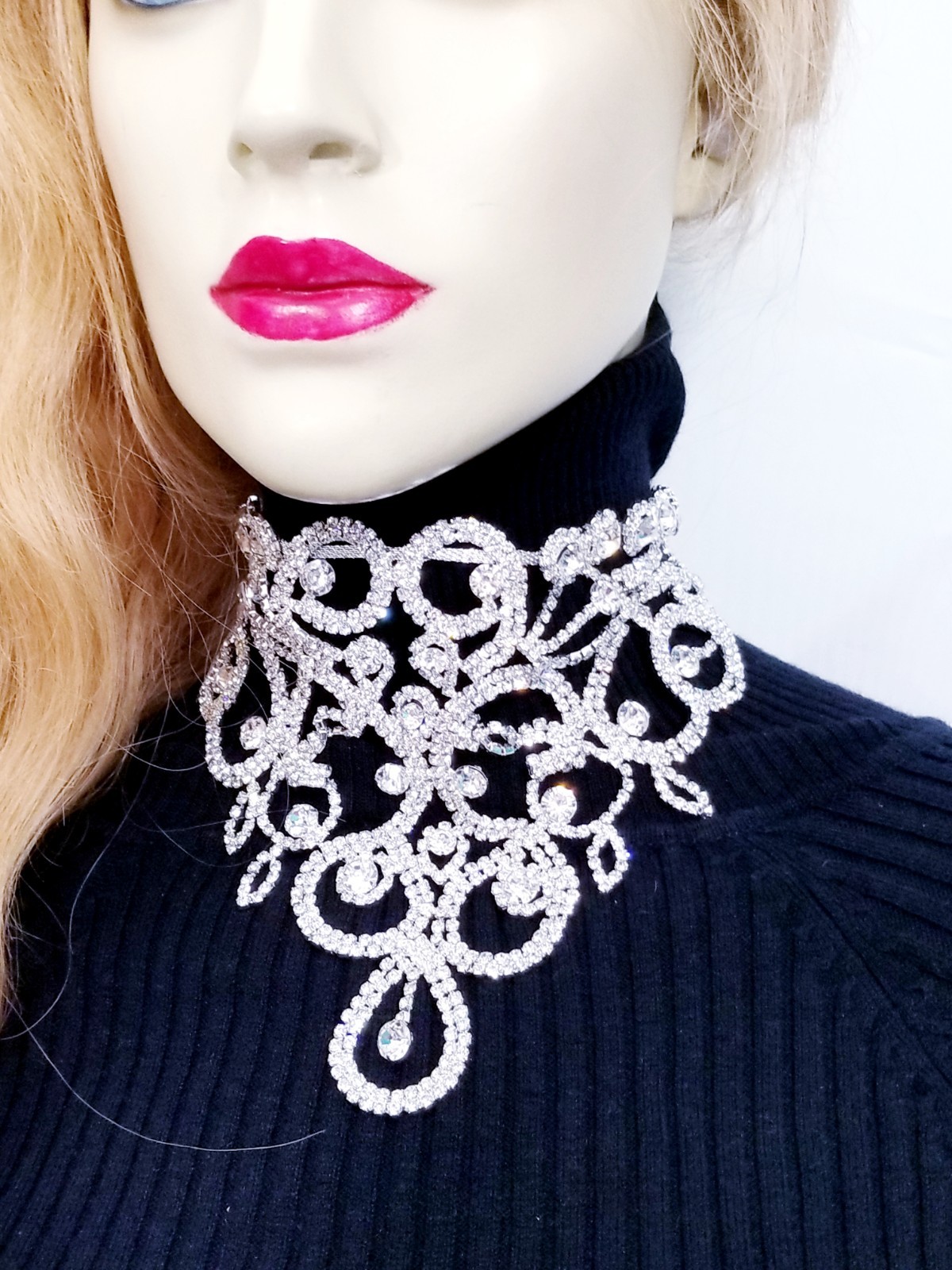 Clear Crystal Choker Rhinestone Crystal Necklace Bridal Prom Pageant Jewelry