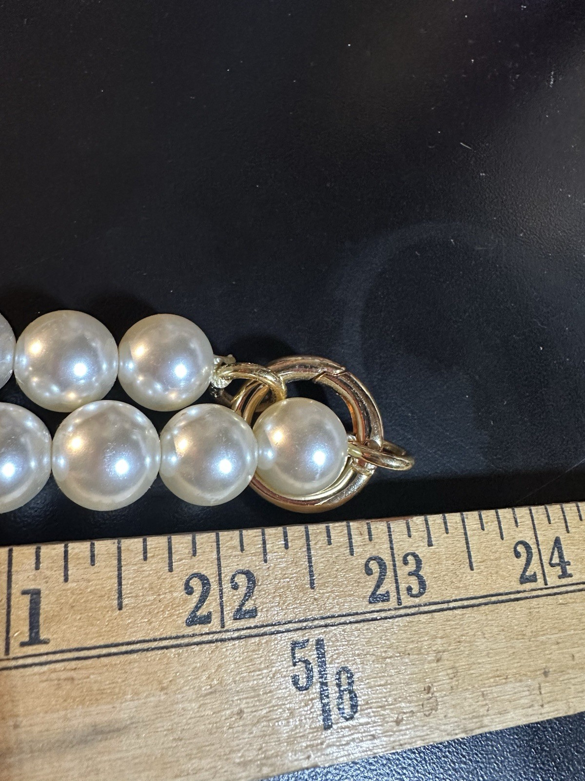 White Faux Pearl Beaded Strand Necklace, Spring Ring Clasp, 24 in