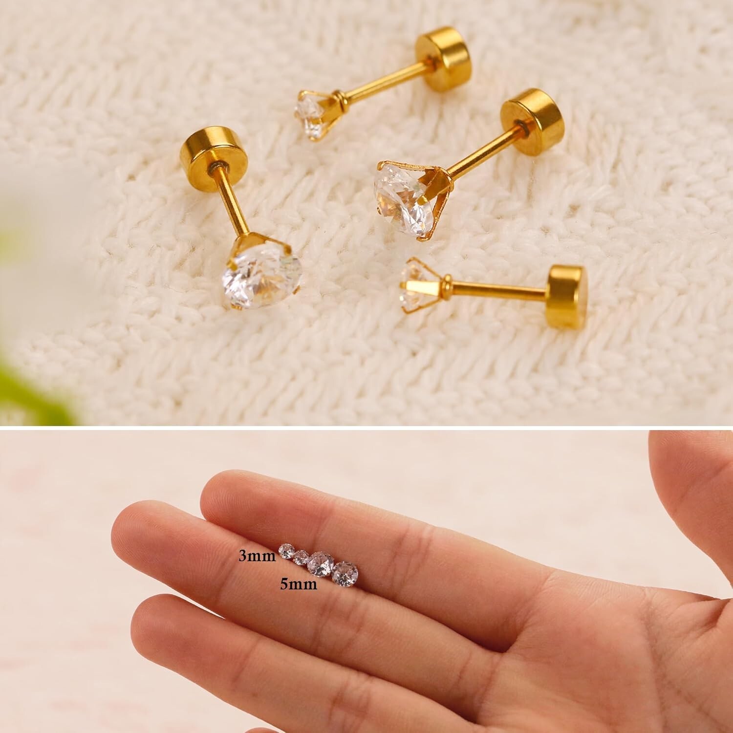 2 Pairs Gold Flat Back Earrings, 14k Screw Back Earrings Gold Cartilage Gold …