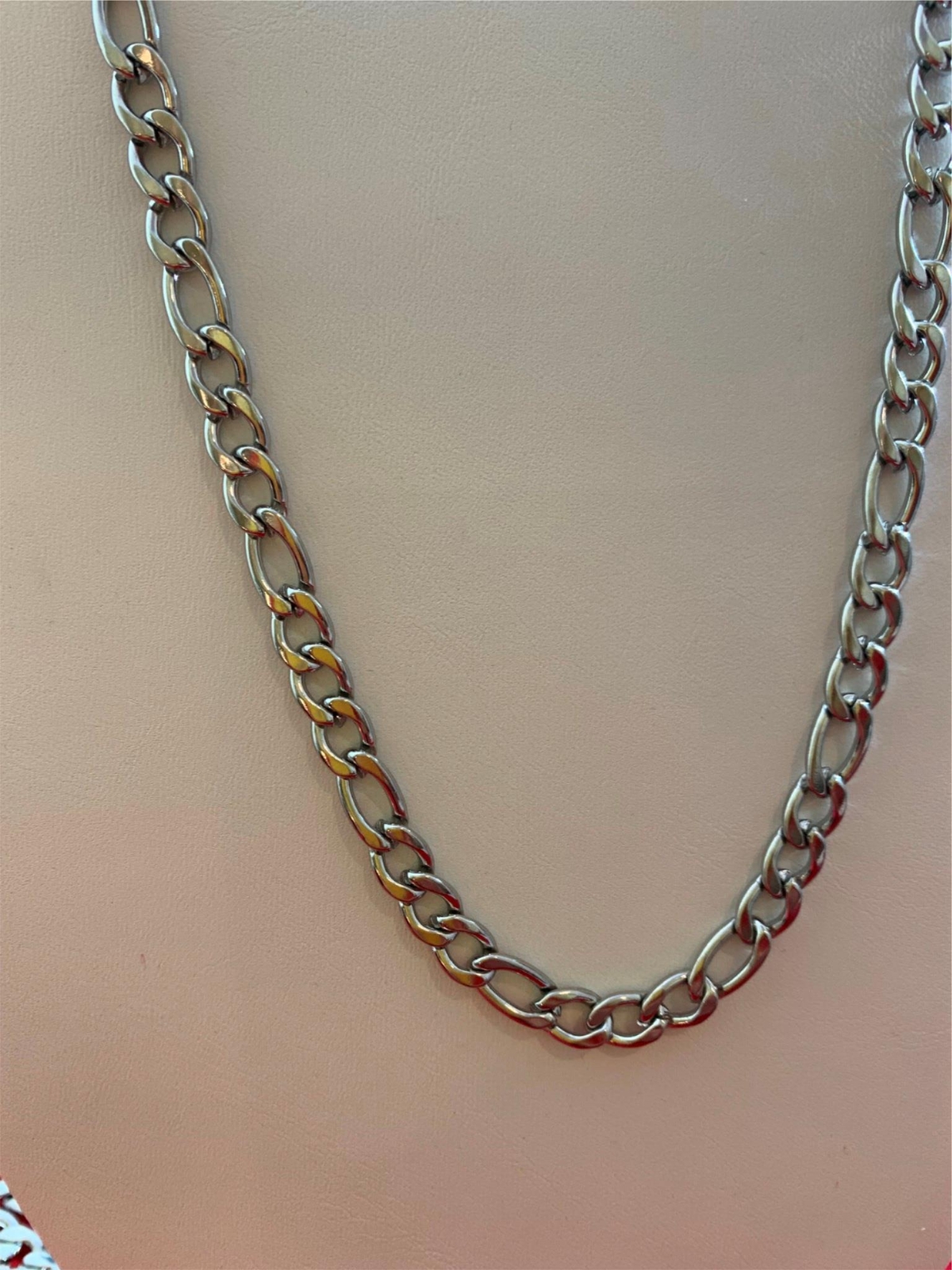 SILVER STAINLESS STEEL FIGARO 16″-84″ WOMEN MEN 3/4/5/7/9/10/12MM CHAIN NECKLACE
