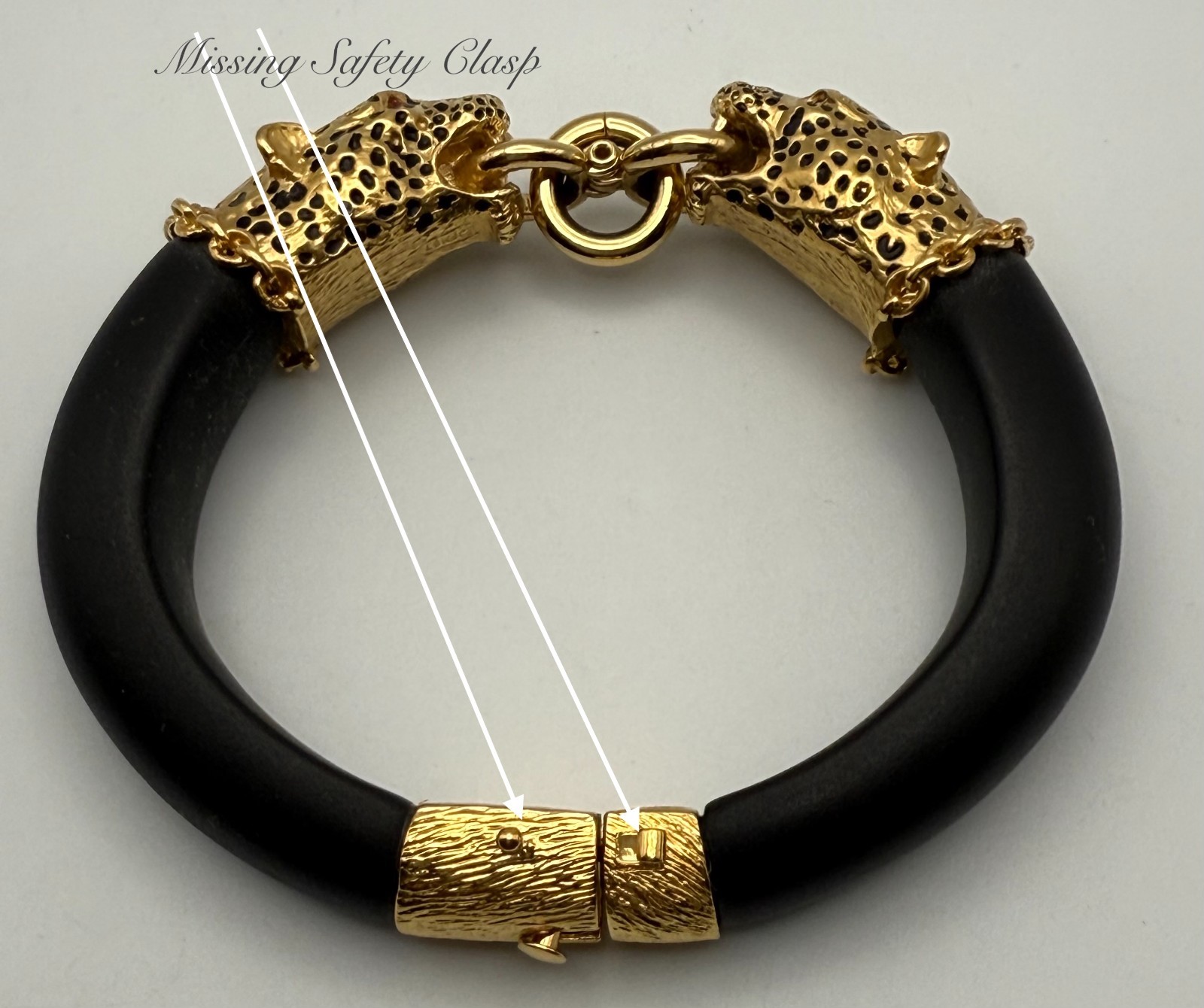 1987 FRANKLIN MINT DUCHESS OF WINDSOR 22 K GOLD PLATED PANTHER BRACELET BANGLE