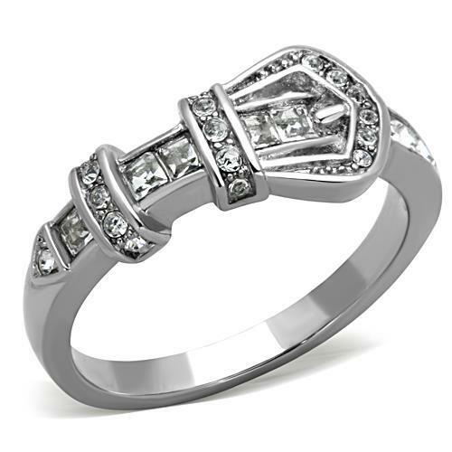 TK1334 – High polished (no plating) Stainless Steel Ring with Top Grade Crystal