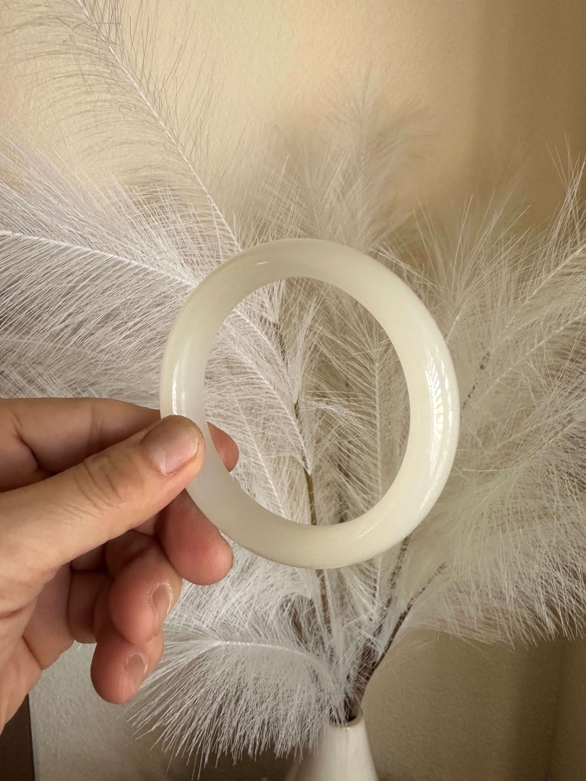 Gorgeous White Jade Bracelet Bangle Taiwan Grade A Wealth Good Fortune Joy Happy