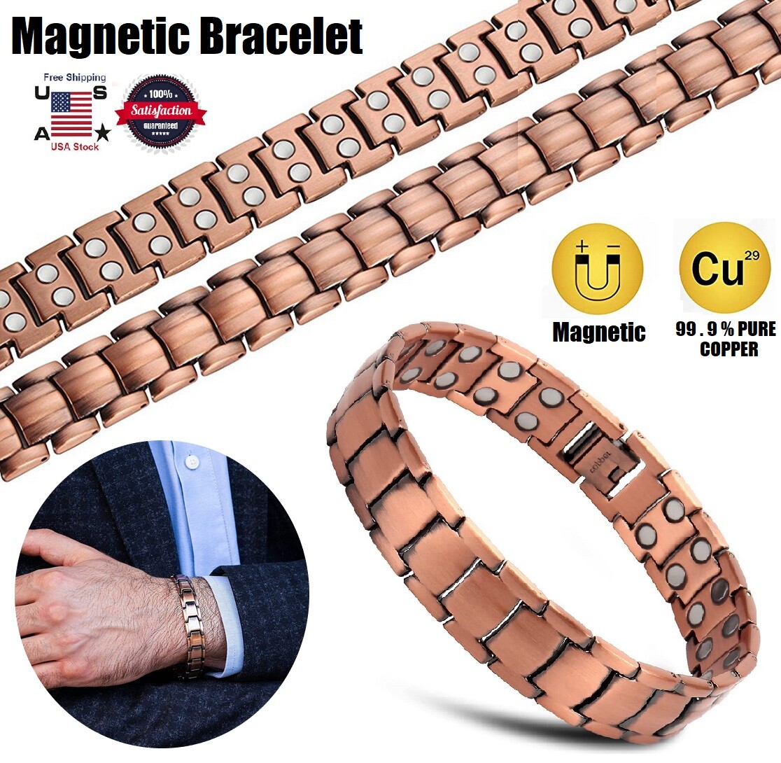 Men’s Bracelet Magnetic Therapy Arthritis Pain Relief Pure Solid Copper Bangle
