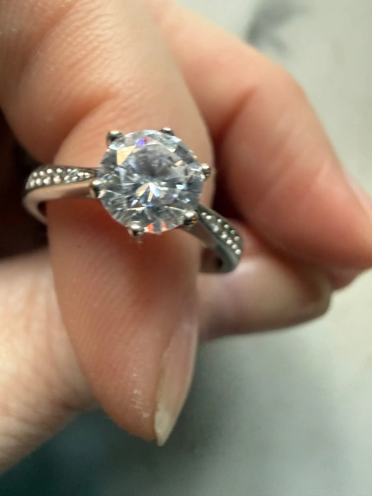 925 Sterling Silver Ring Women 6 Claw Solitaire CZ Engagement Wedding Band