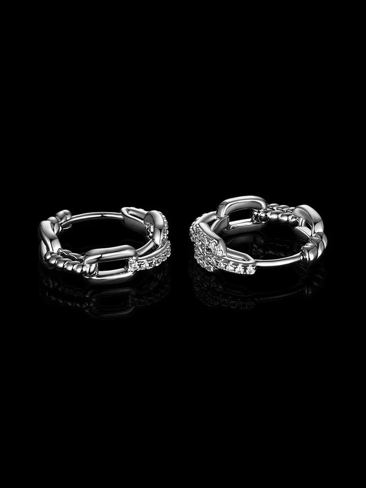 1.50 Ct Round Simulated Diamond Women’s Fancy Hoop Earring 14k White Gold Plated