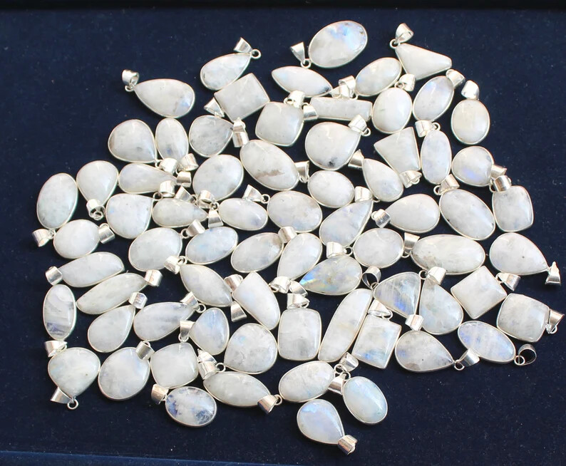 Moonstone Pendant For Women,925 Silver Plated Bezel Jewelry,Assorted necklace~