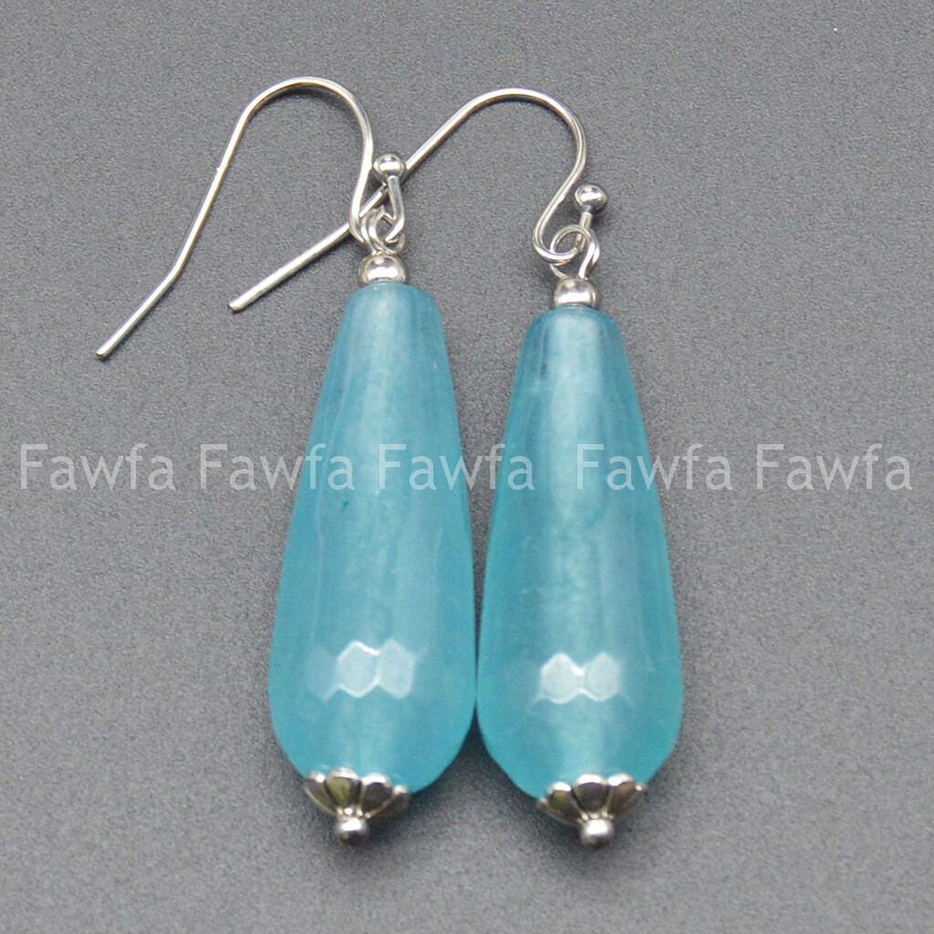 11x27mm Faceted Multicolor Mixed Gems Teardrop Beads Silver Hook Dangle Earrings