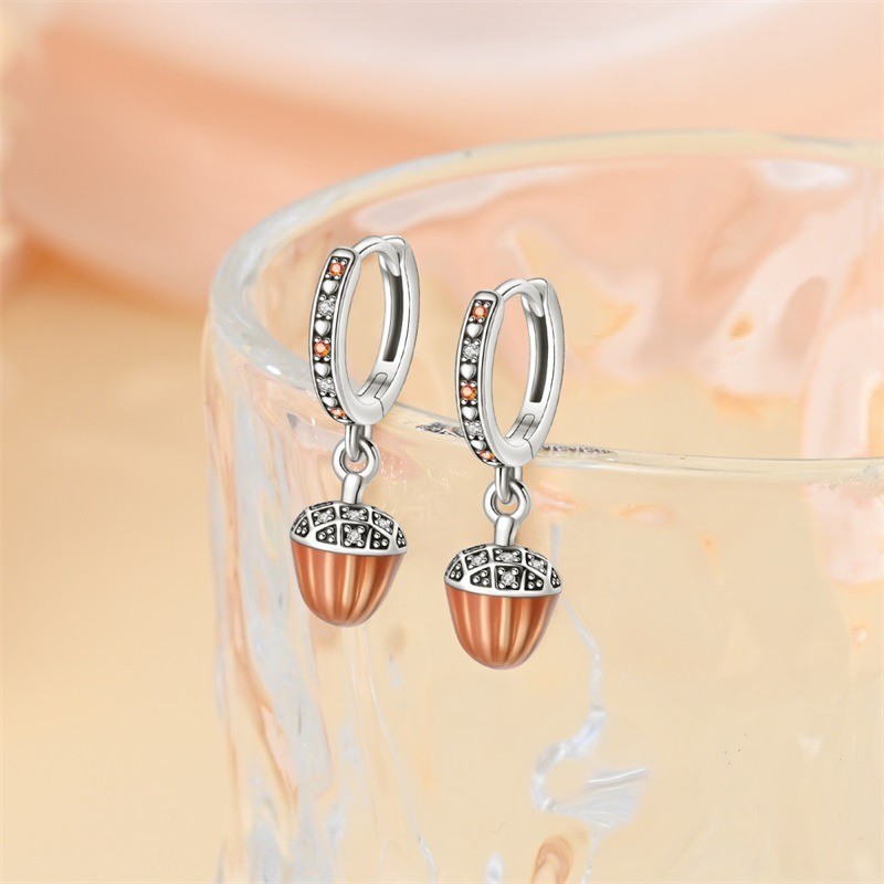 PANDACH 925 Sterling Silver Cute Pine Cone Drop Earrings For Women Jewelry Gifts