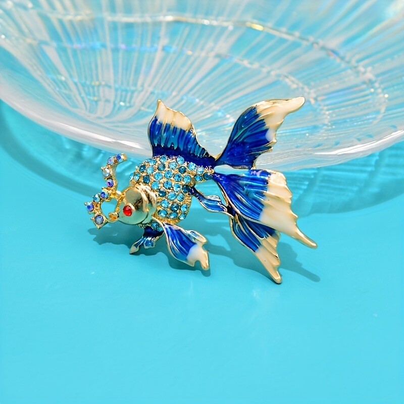 1pc Sparkling Goldfish Rhinestone Brooch