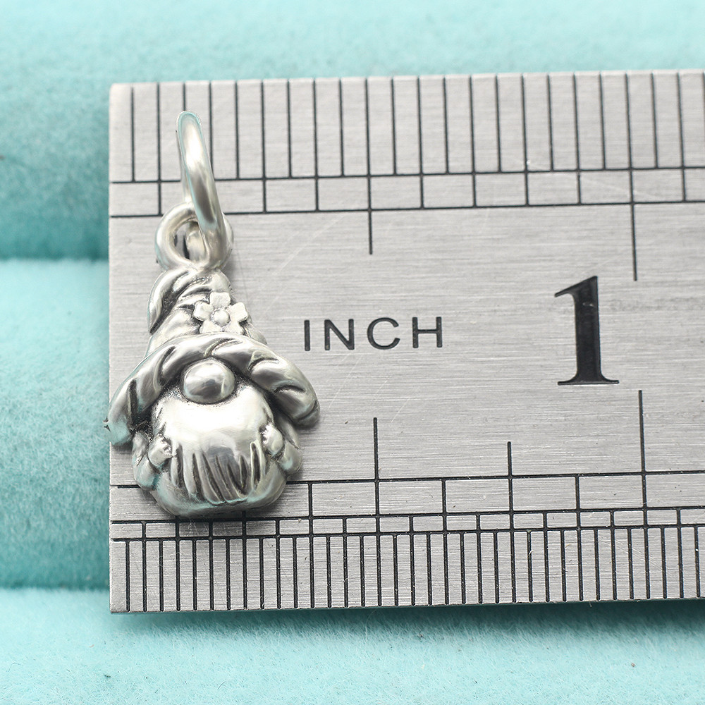 Gnome Pendant Charm In Real 925 Sterling Silver Fairytale Fantasy Dwarf Pixie
