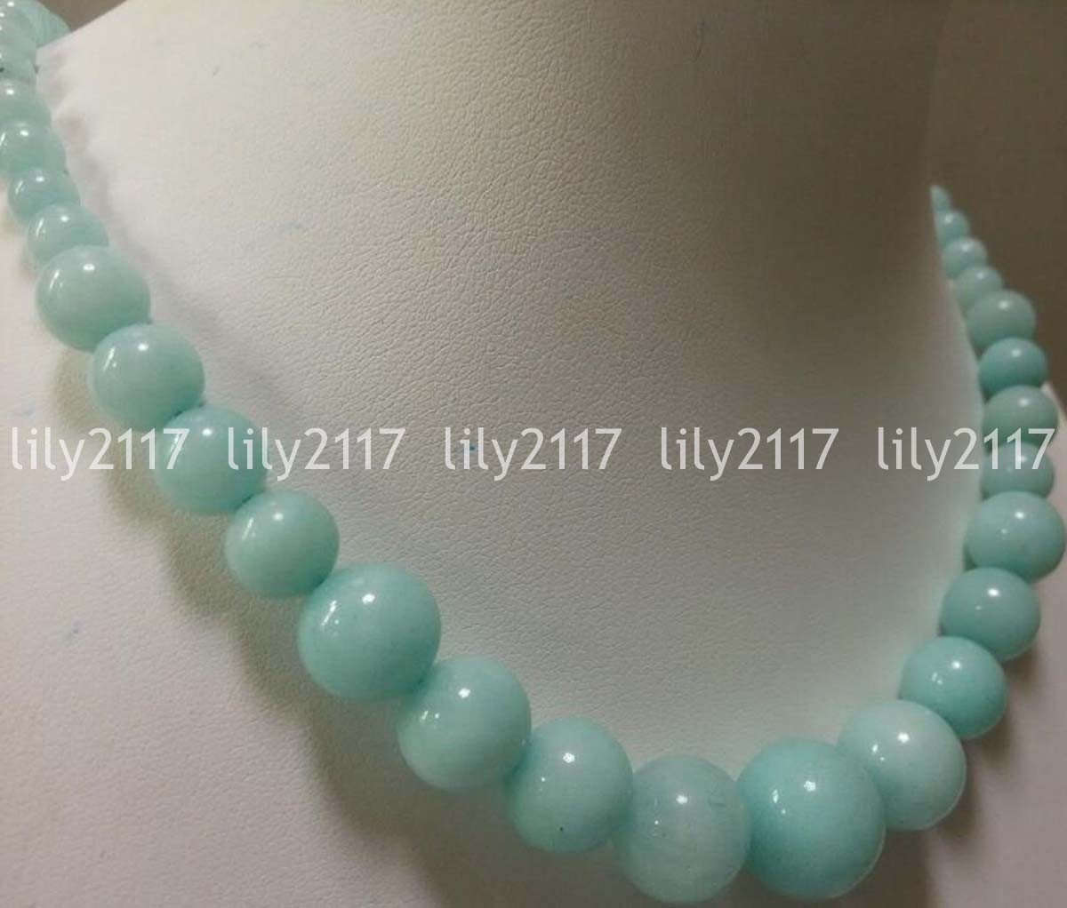 Natural 6-14mm Light Blue Brazilian Aquamarine Gems Round Beads Necklace 18″