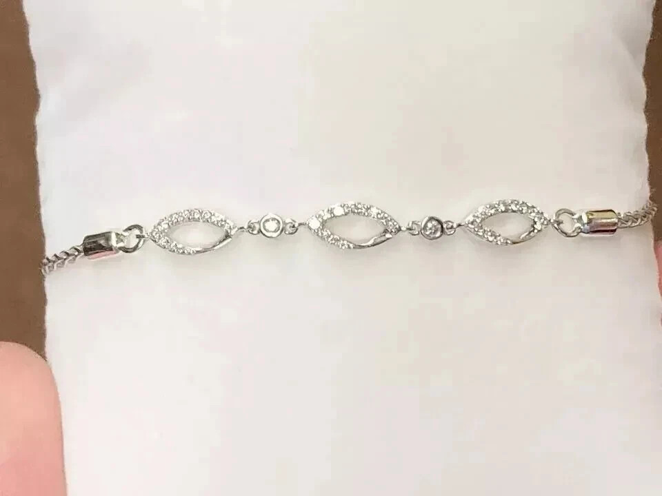 2 Ct Round Cut Simulated Diamond 14k White Gold Plated Women Bolo Chain Bracelet