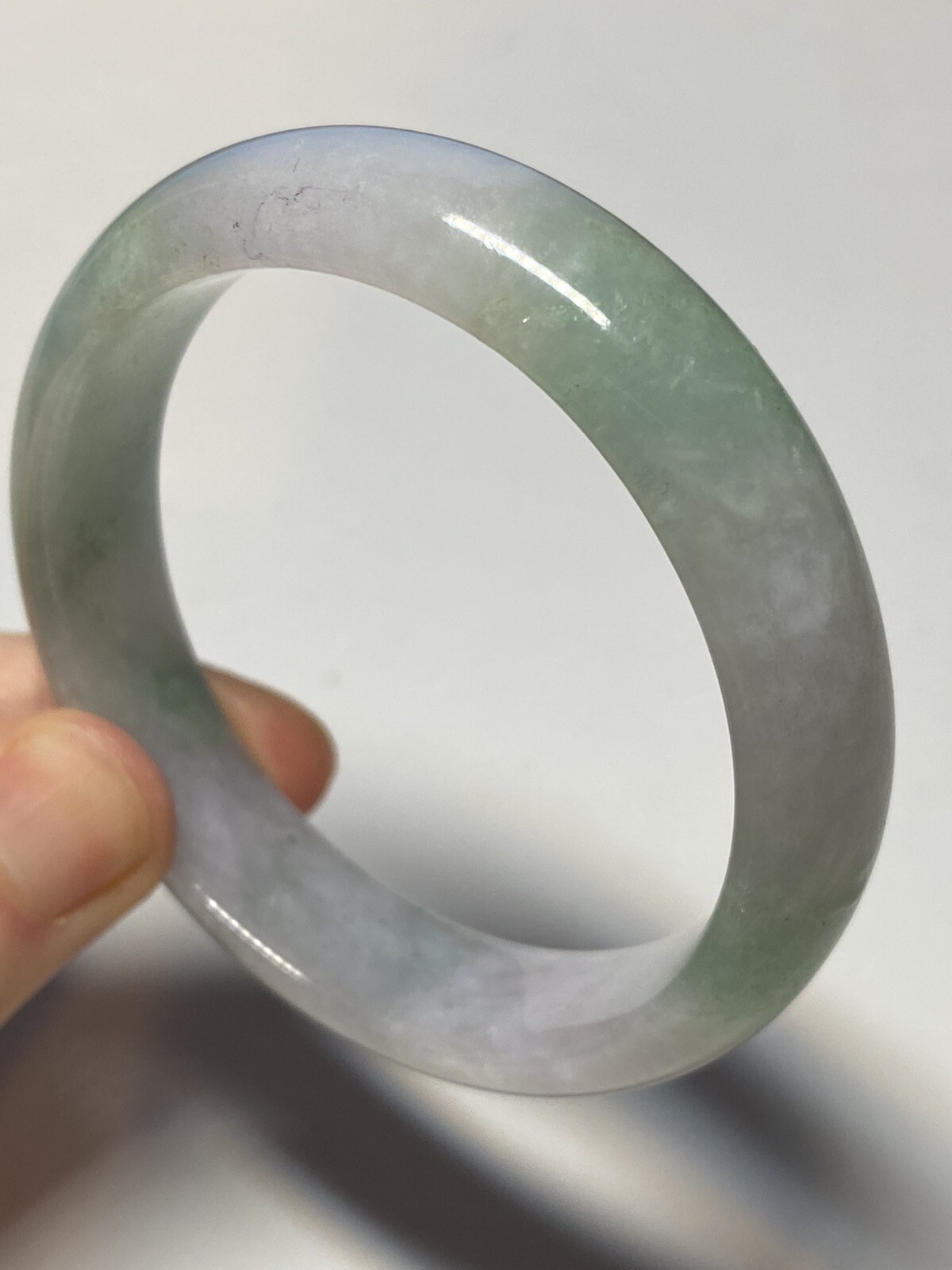 56.3mm 100% Natural Grade A Burmese Light Lavender Jadeite Multi-color Bangle